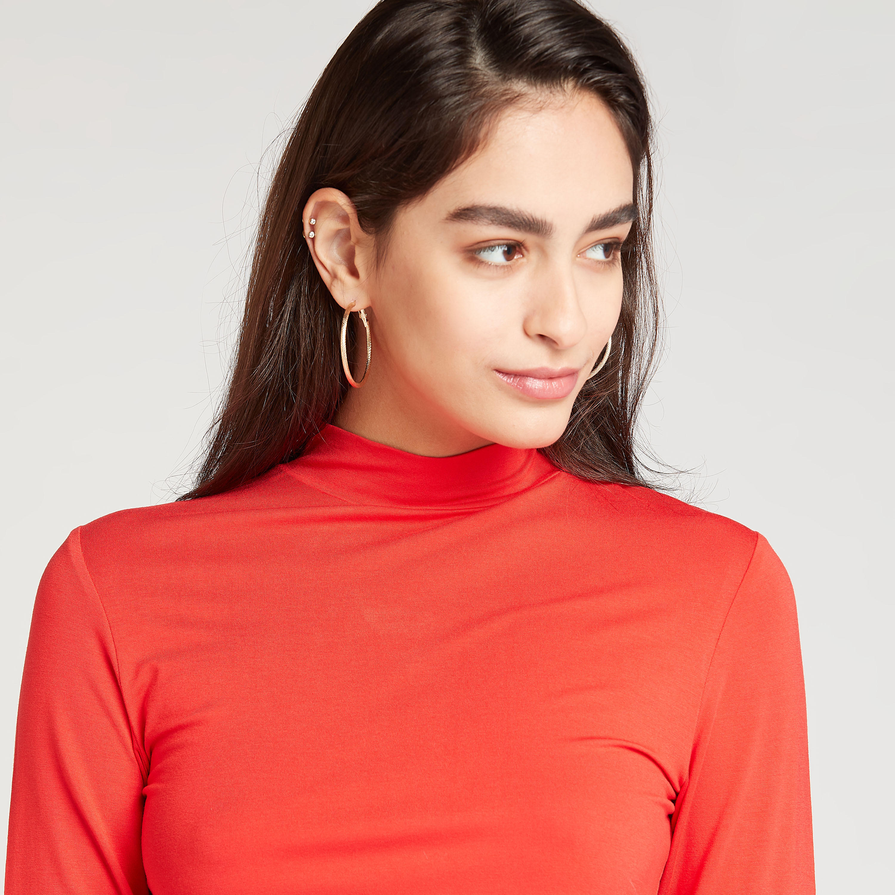 Solid T-shirt with Long Sleeves and Turtle Neck-women-clothing-tshirts-image-3