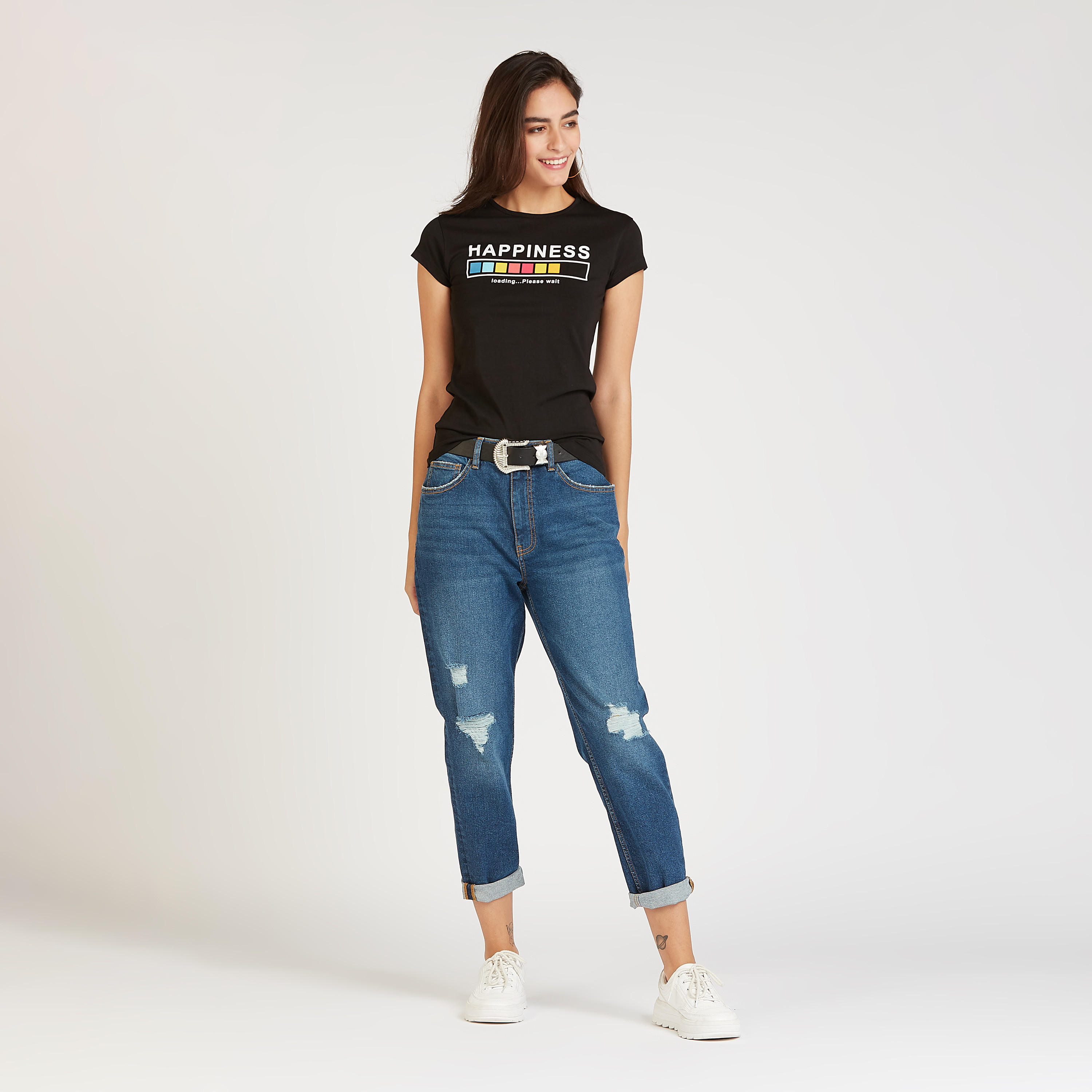Sustainable Slim Fit Printed T-shirt with Crew Neck and Cap Sleeves-women-clothing-tshirts-image-2