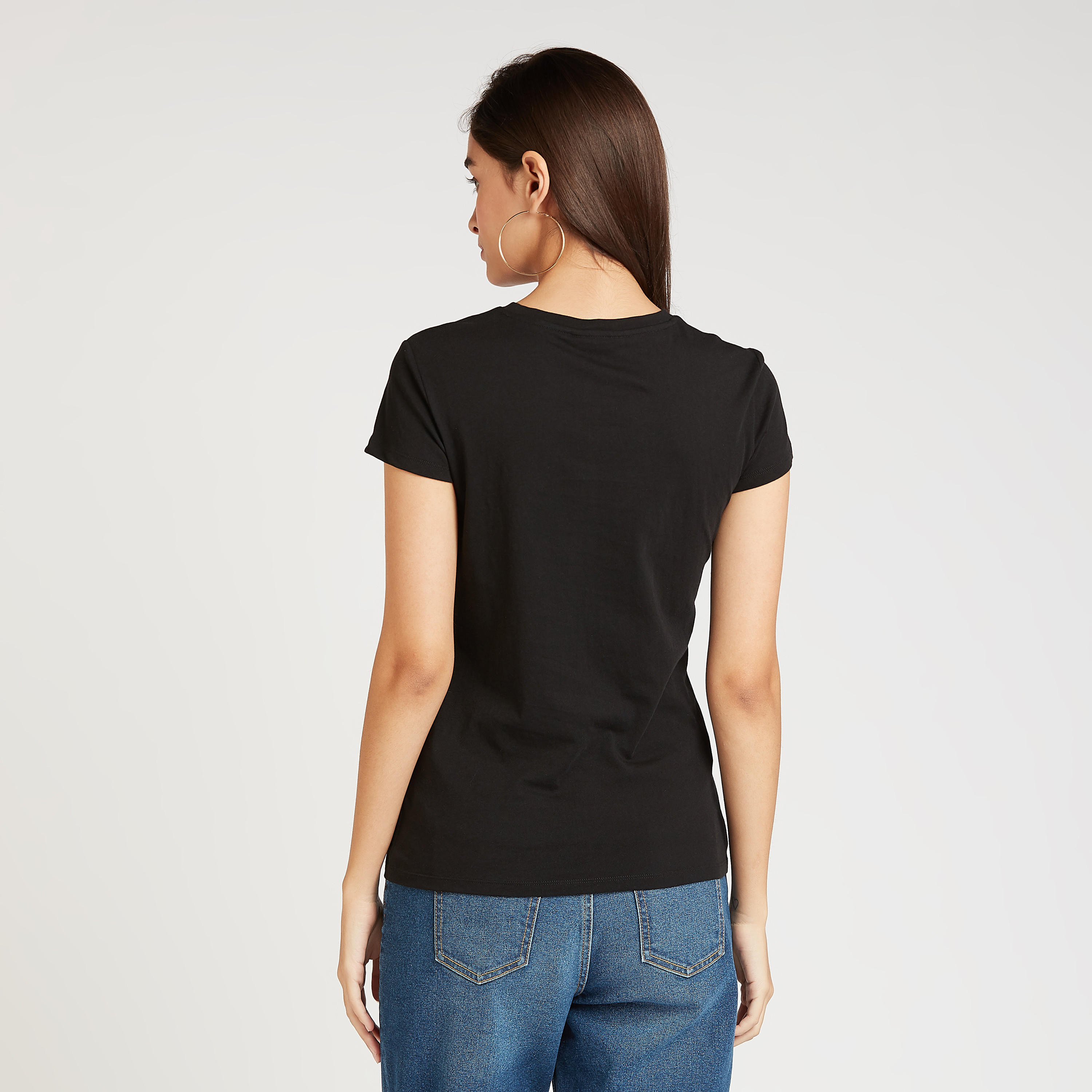 Sustainable Slim Fit Printed T-shirt with Crew Neck and Cap Sleeves-women-clothing-tshirts-image-4