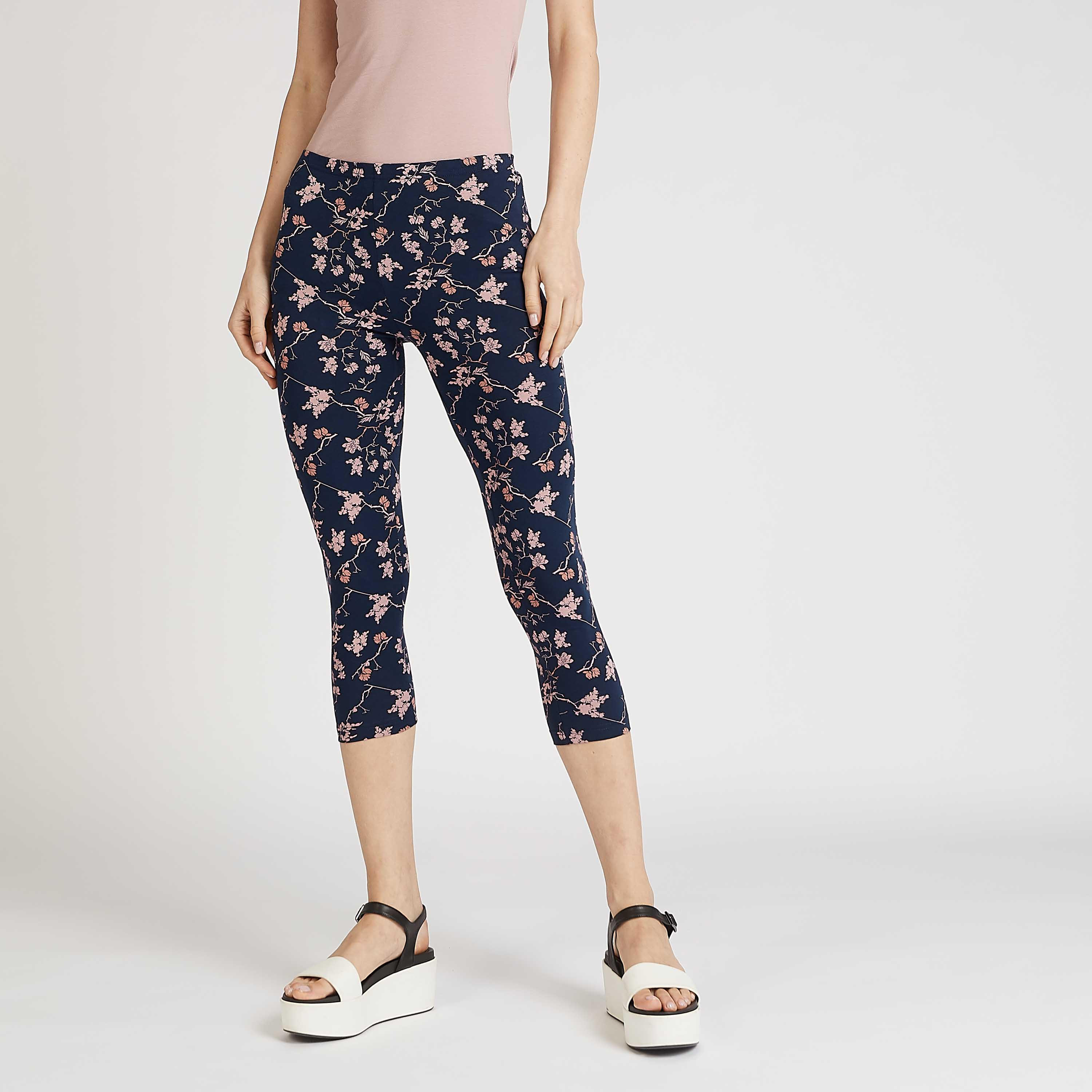 Sustainable Floral Print Cropped Leggings with Elasticised Waistband-women-clothing-bottoms-leggings-image-1