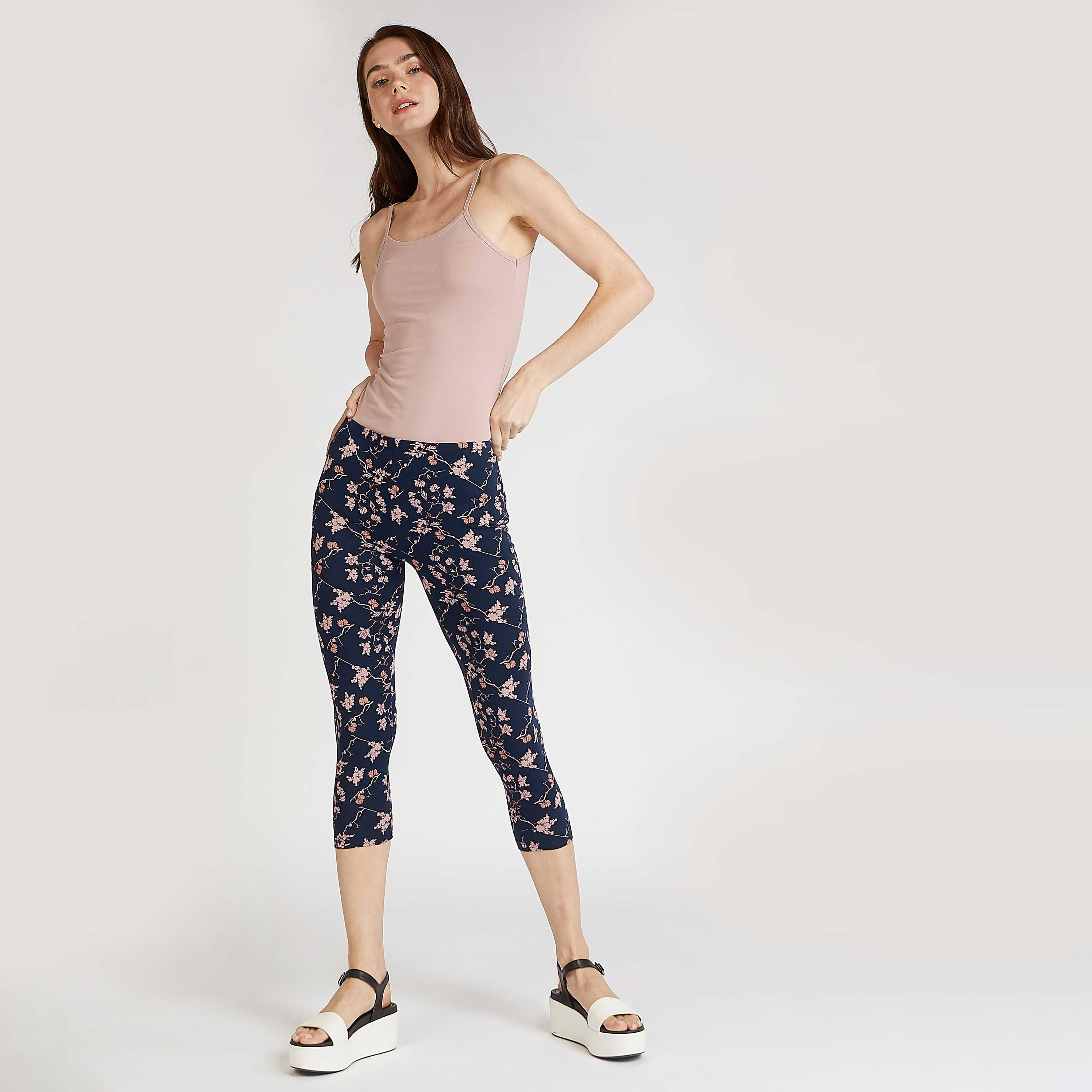 Sustainable Floral Print Cropped Leggings with Elasticised Waistband-women-clothing-bottoms-leggings-image-2