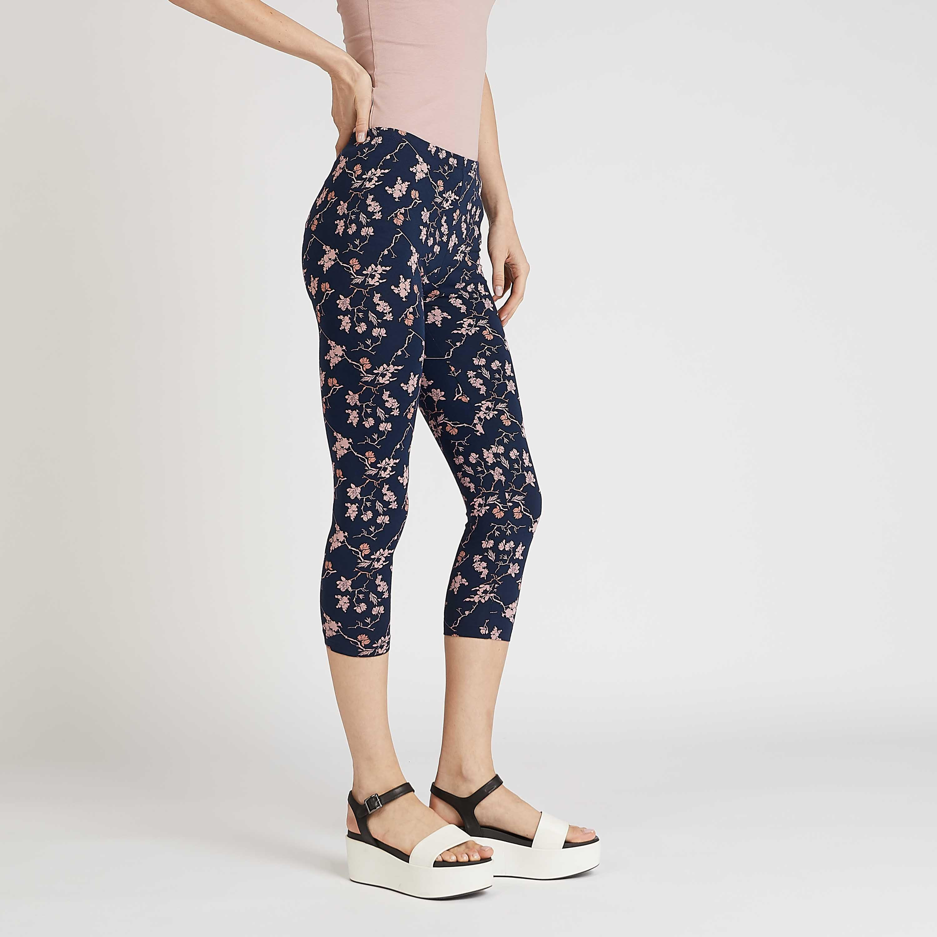 Sustainable Floral Print Cropped Leggings with Elasticised Waistband-women-clothing-bottoms-leggings-image-5