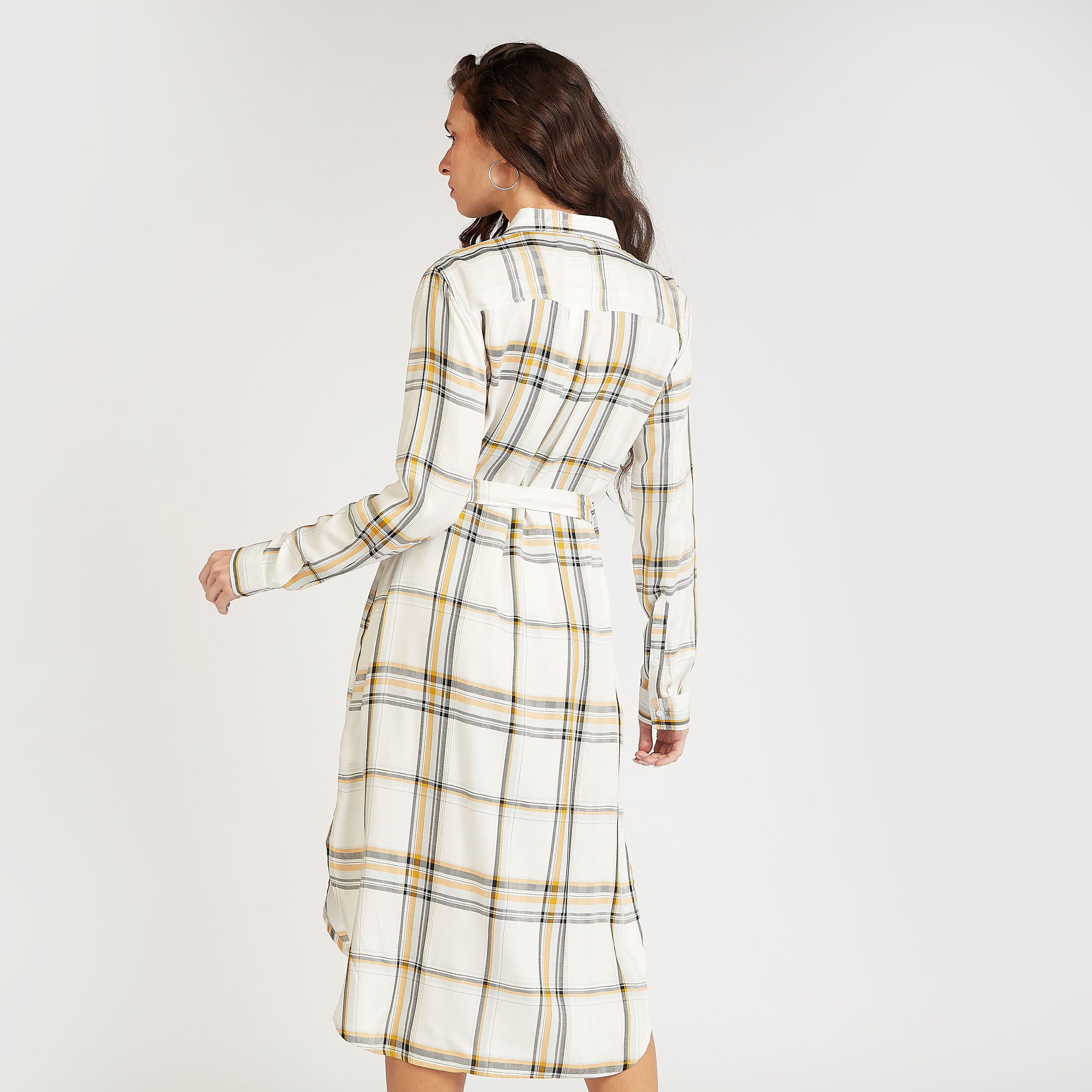 فستان قميص ميدي مربعات بأكمام طويلة وجيوب-women-clothing-dresses-image-4