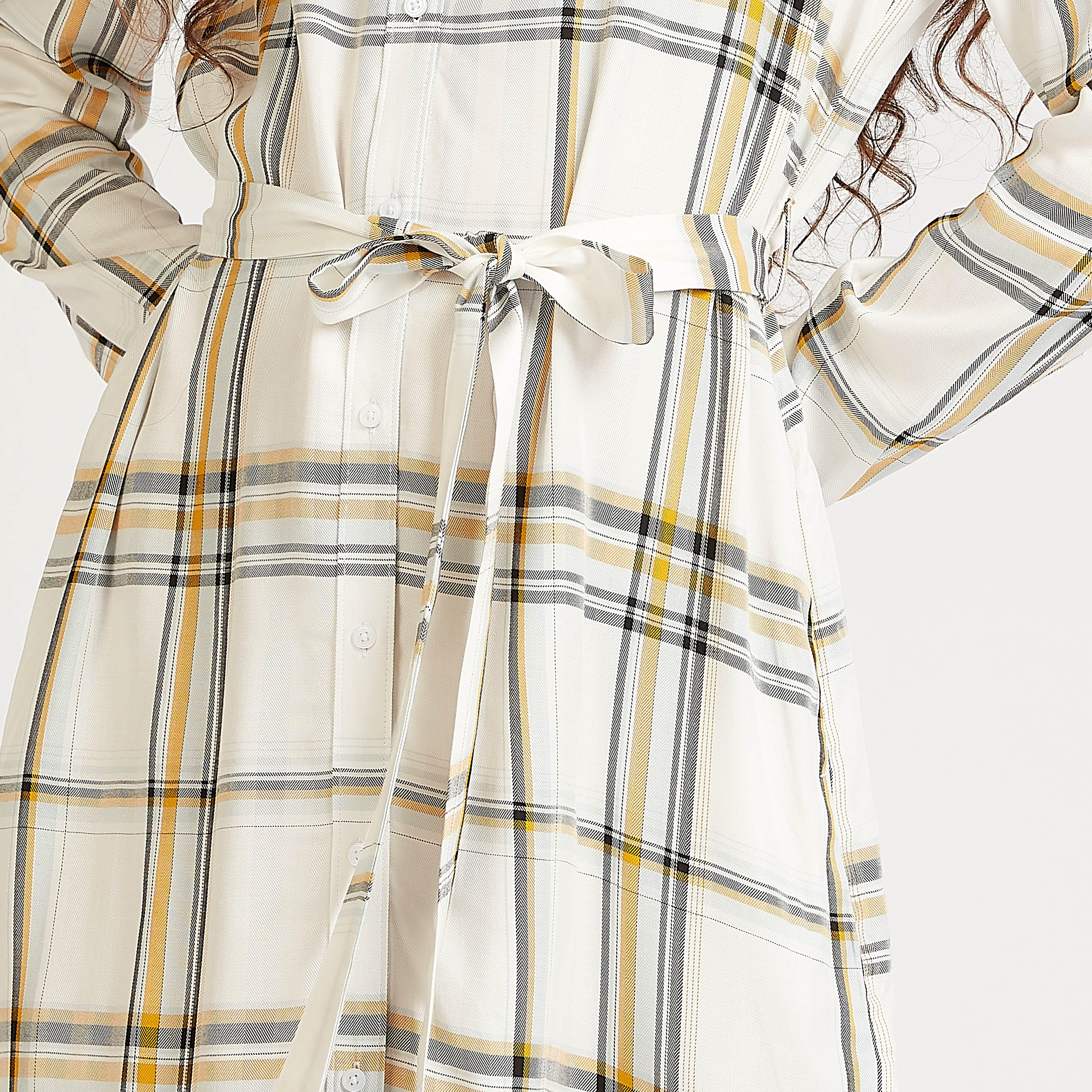 فستان قميص ميدي مربعات بأكمام طويلة وجيوب-women-clothing-dresses-image-5