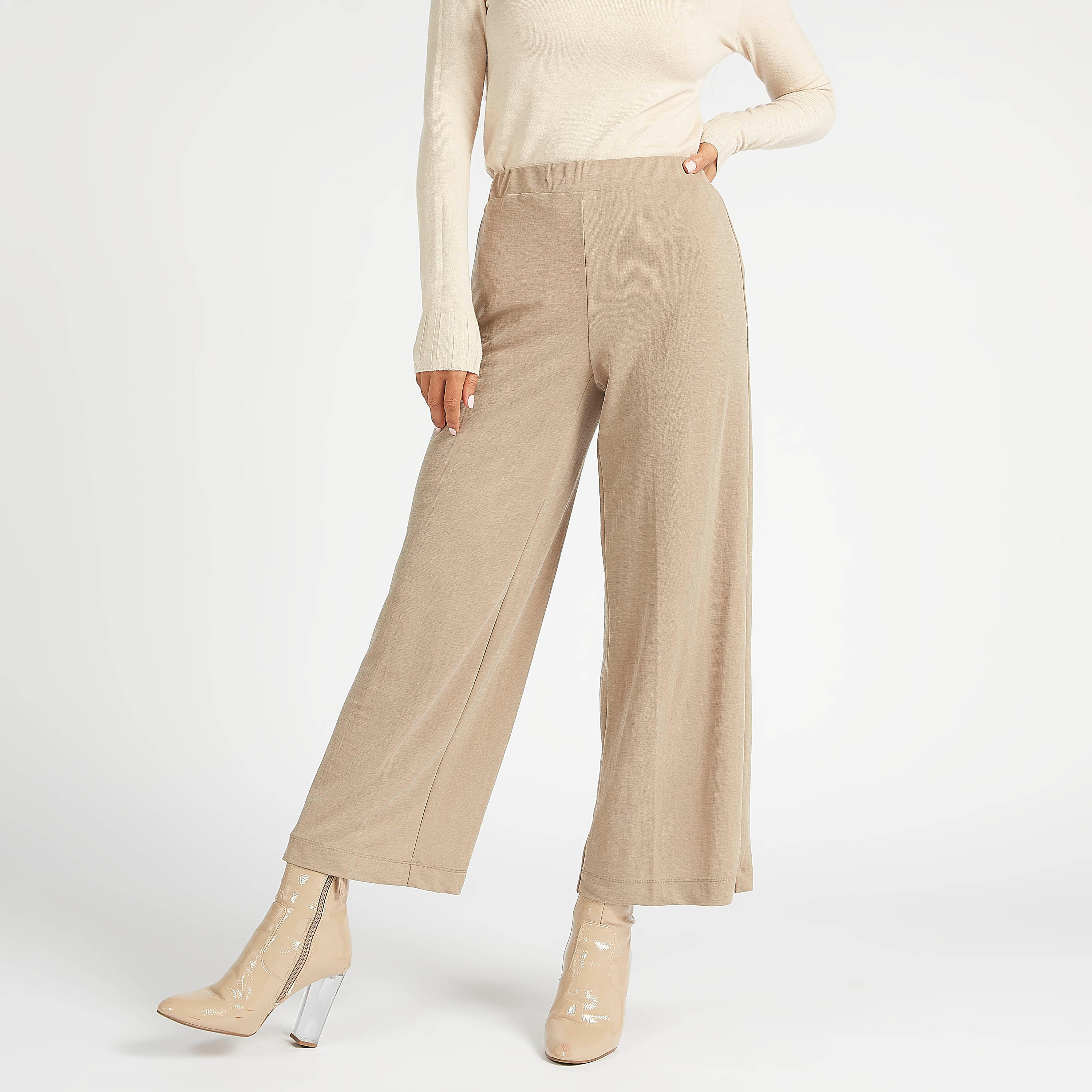 Solid Palazzo Pants with Elasticated Waistband-women-clothing-bottoms-trousers-image-1