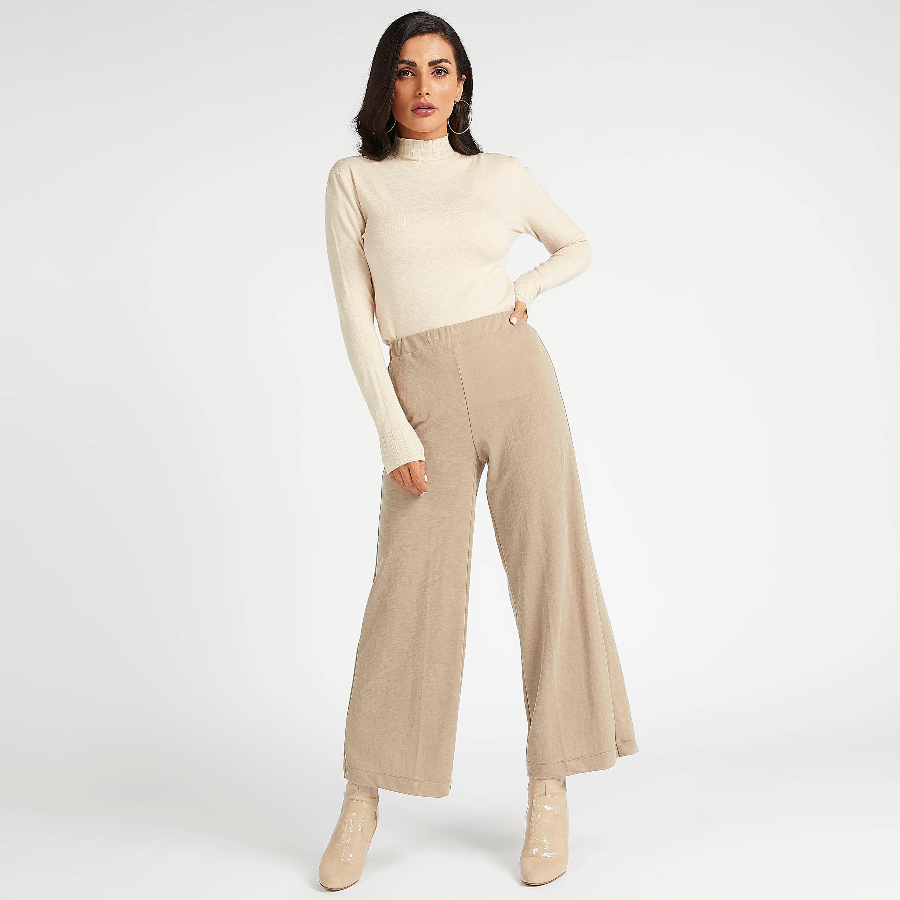 Solid Palazzo Pants with Elasticated Waistband-women-clothing-bottoms-trousers-image-2