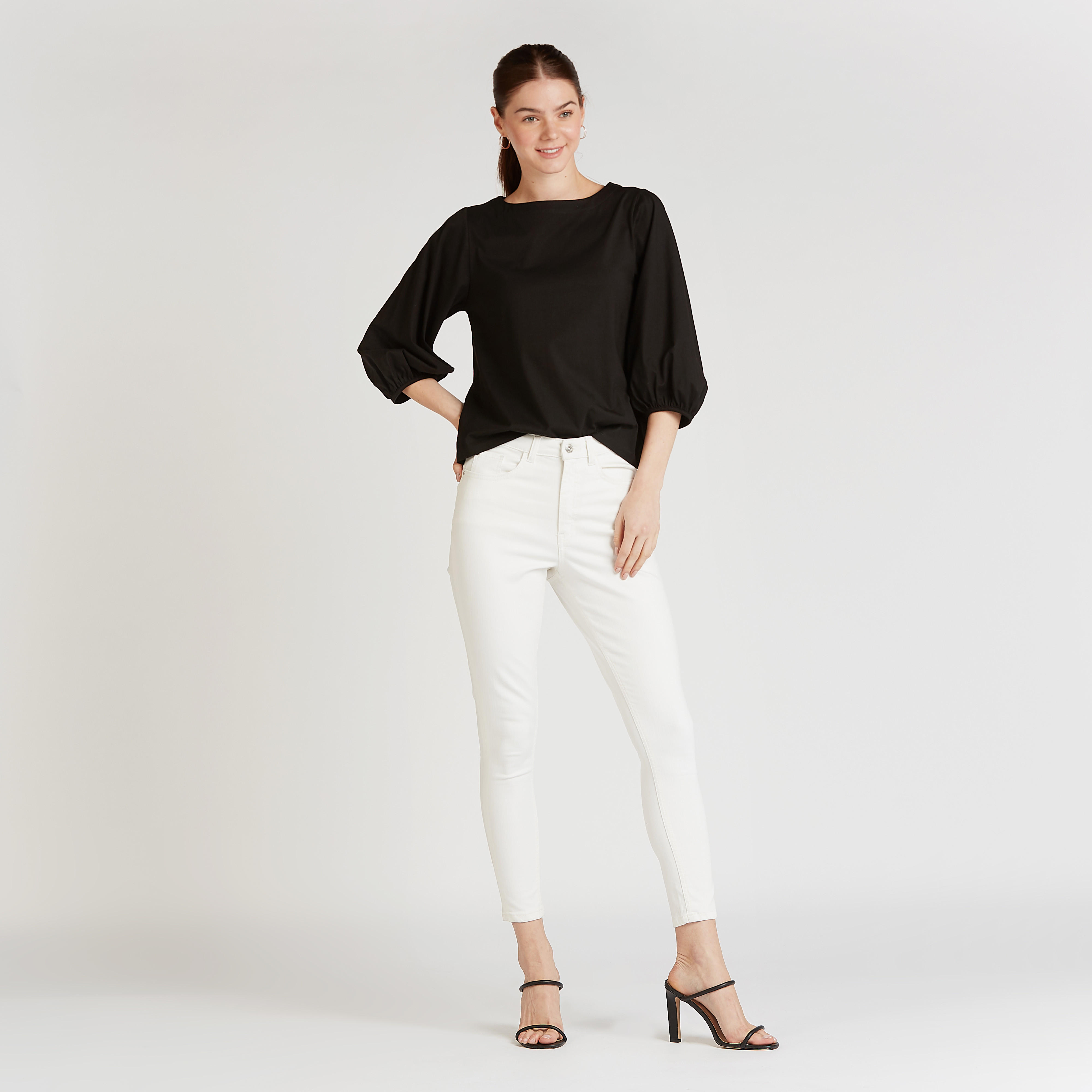 Solid Top with Crew Neck and Bishop Sleeves-women-clothing-shirtsandblouses-blouses-image-2