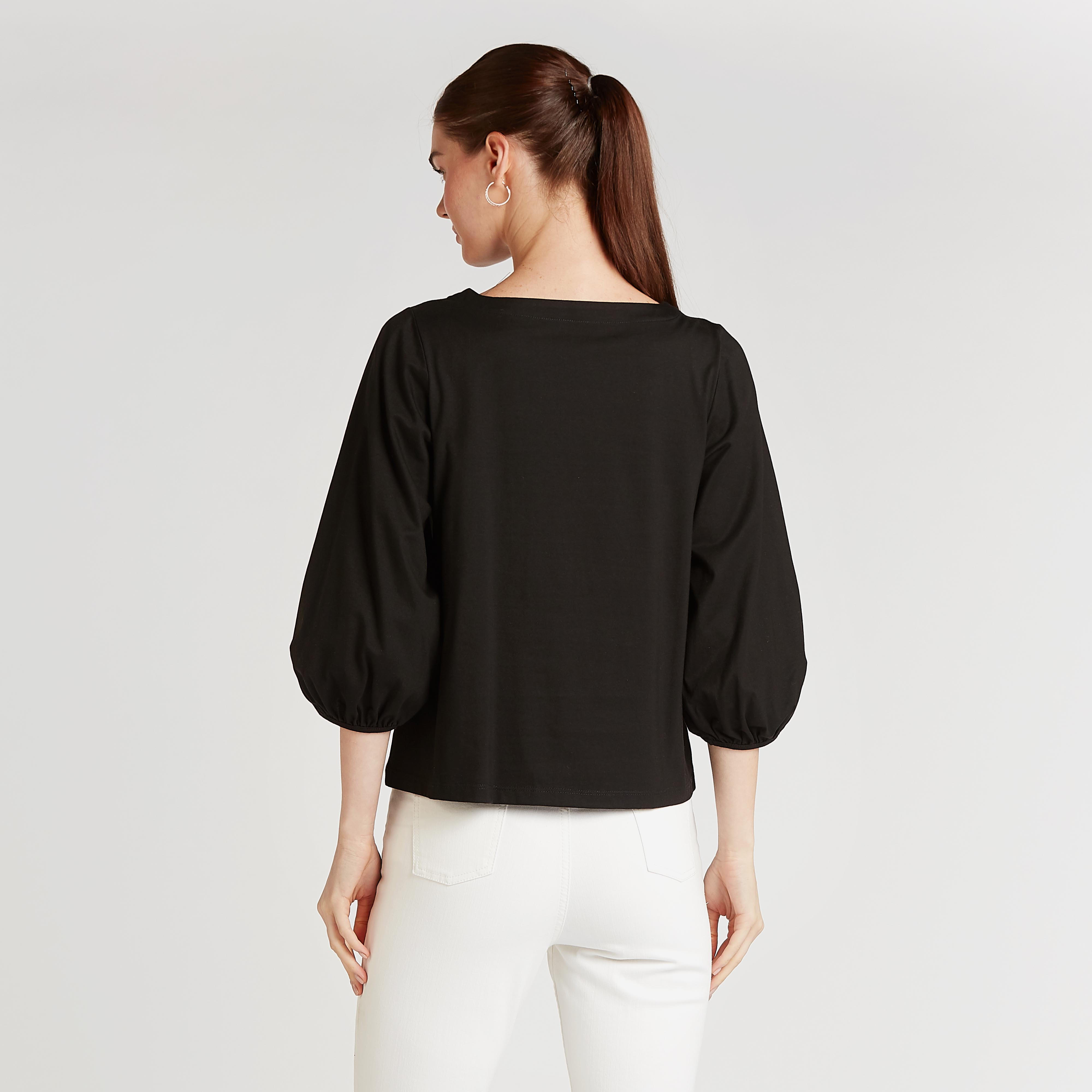 Solid Top with Crew Neck and Bishop Sleeves-women-clothing-shirtsandblouses-blouses-image-4