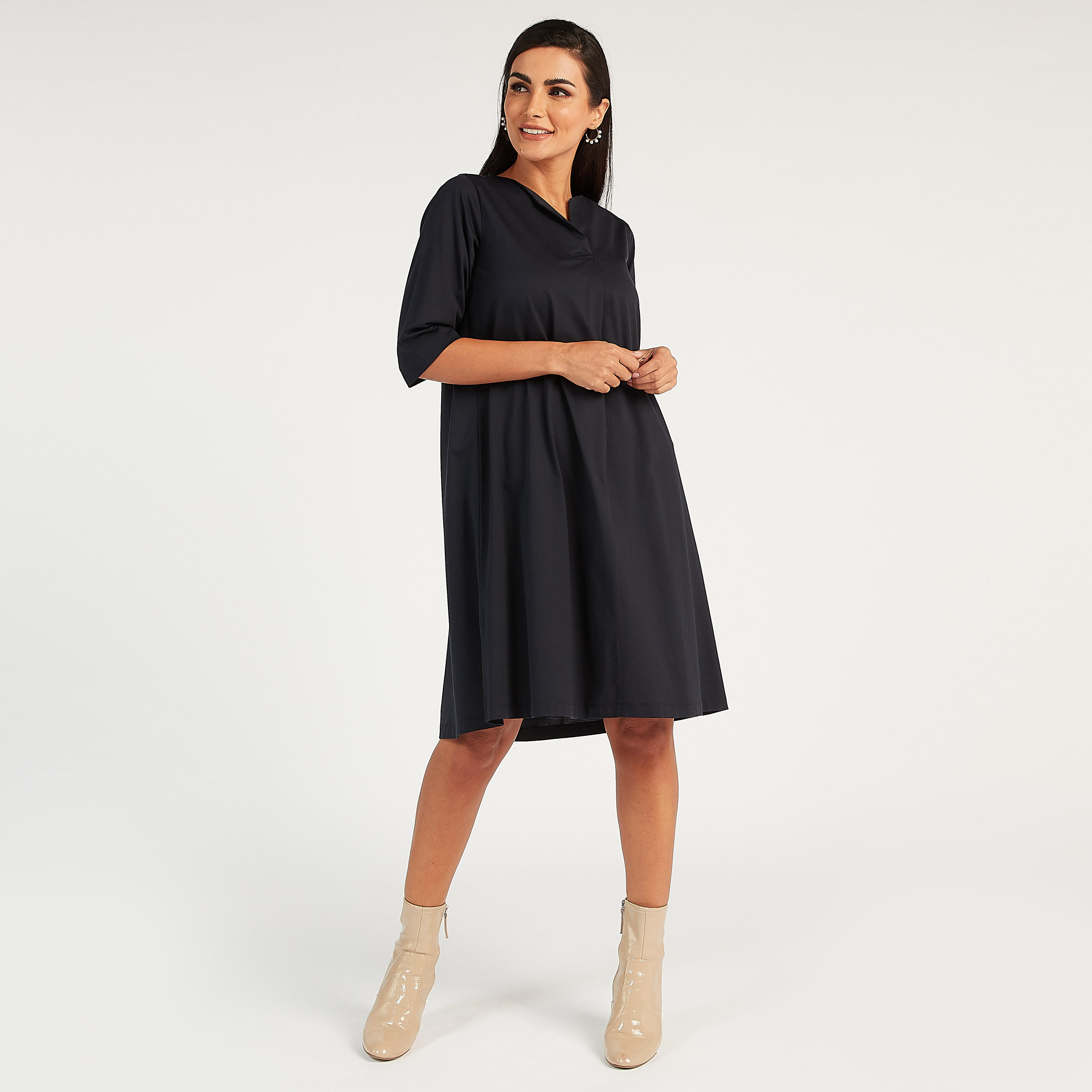 تونيك سادة بياقة v وأكمام 3/4 من بووسيني-women-clothing-shirtsandblouses-blouses-image-4