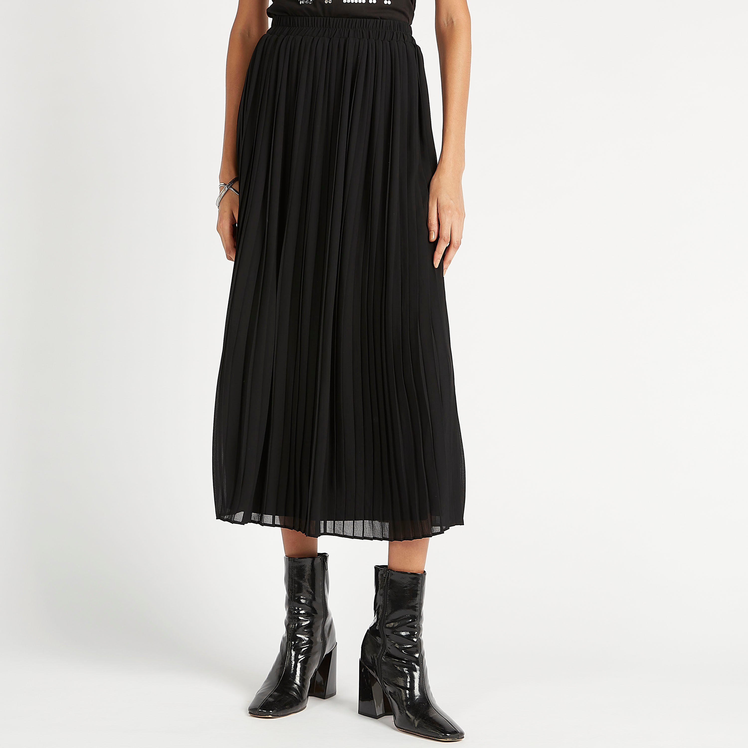 تنورة إيه لاين ميدي بكشكشة وخصر مطّاطي-women-clothing-bottoms-skirts-image-5