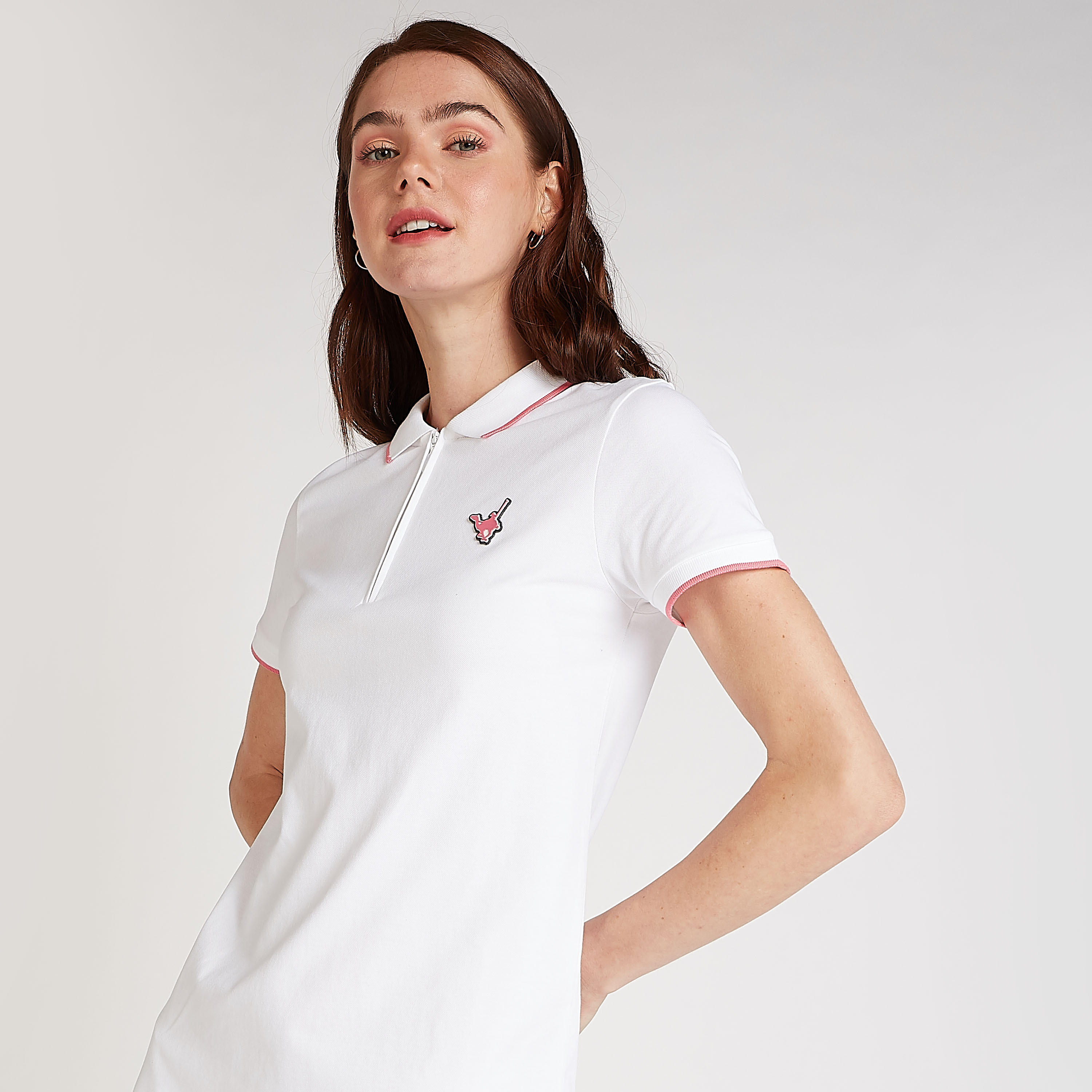 فستان تيشيرت بولو مستدام بارز الملمس بأكمام قصيرة-women-clothing-dresses-image-5