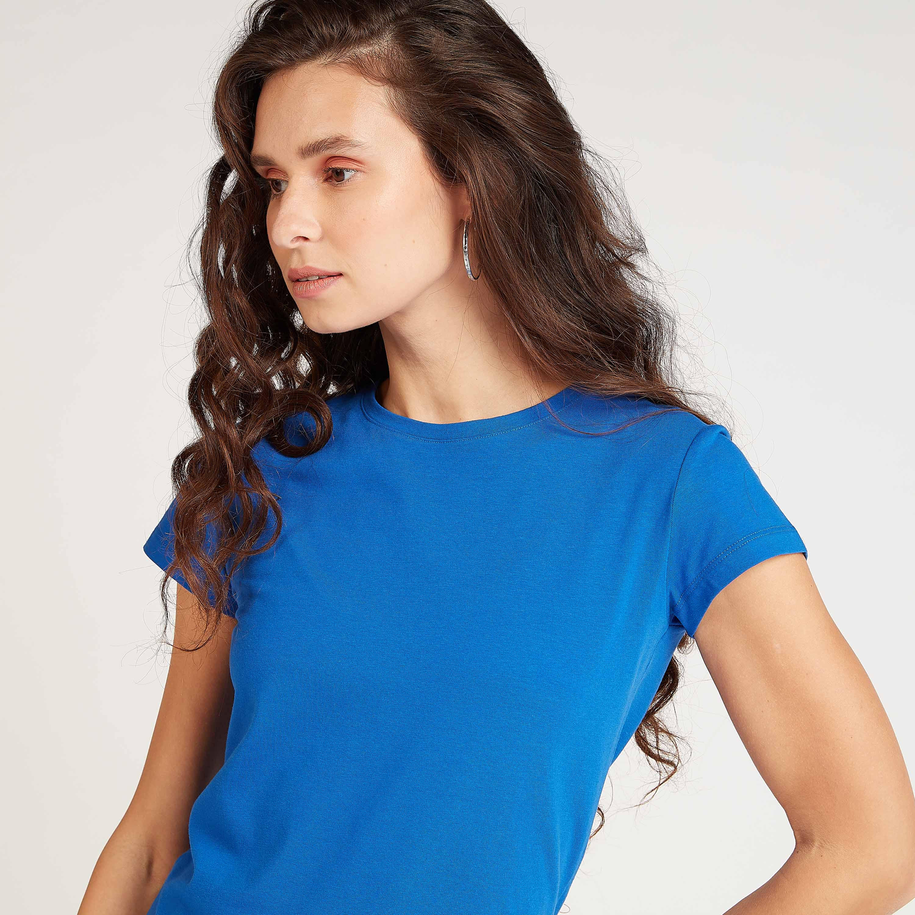 Sustainable Solid Crew Neck T-shirt with Cap Sleeves-women-clothing-tshirts-image-1