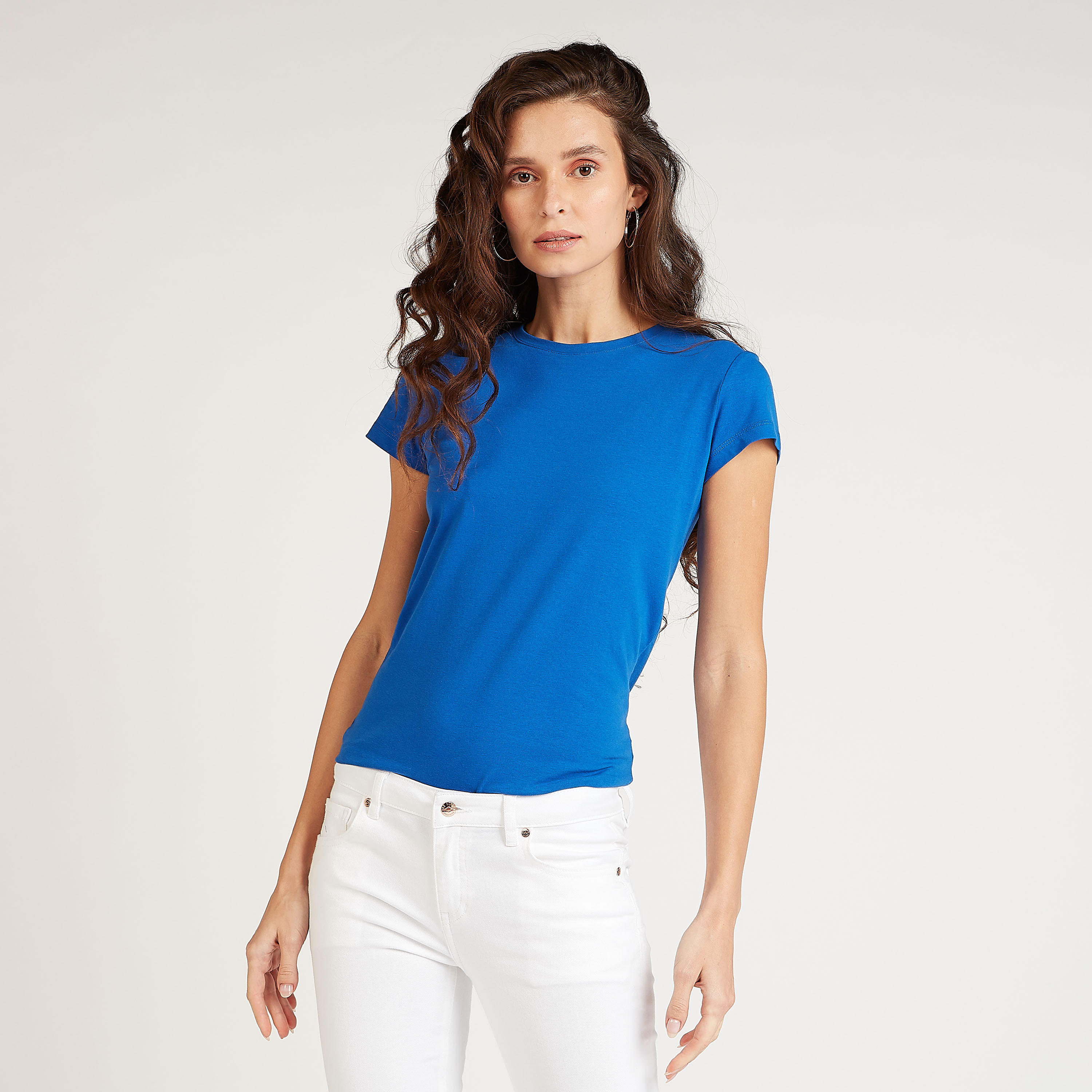 Sustainable Solid Crew Neck T-shirt with Cap Sleeves-women-clothing-tshirts-image-3