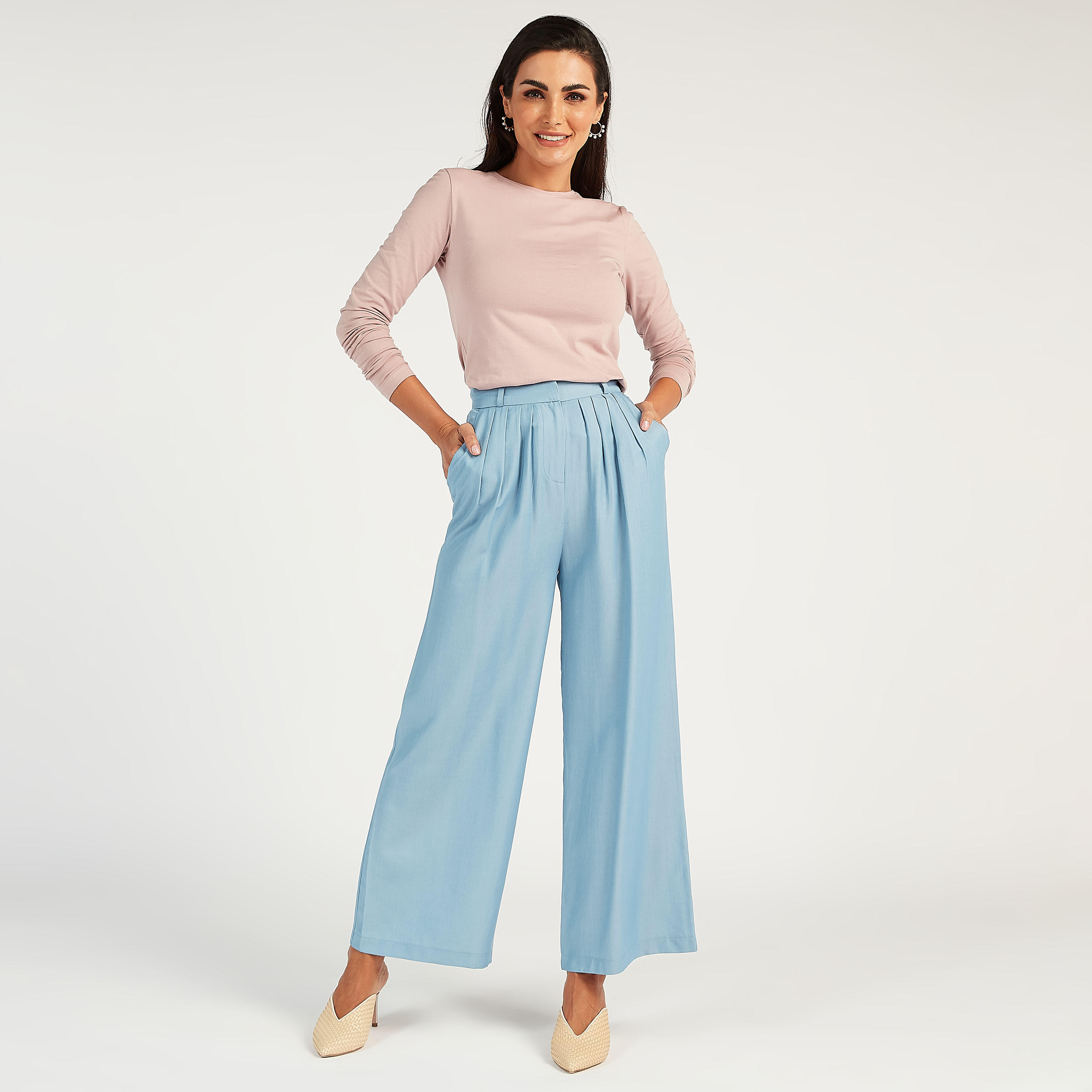 تيشيرت مستدام سادة بياقة ضيّقة وأكمام طويلة-women-clothing-tshirts-image-2