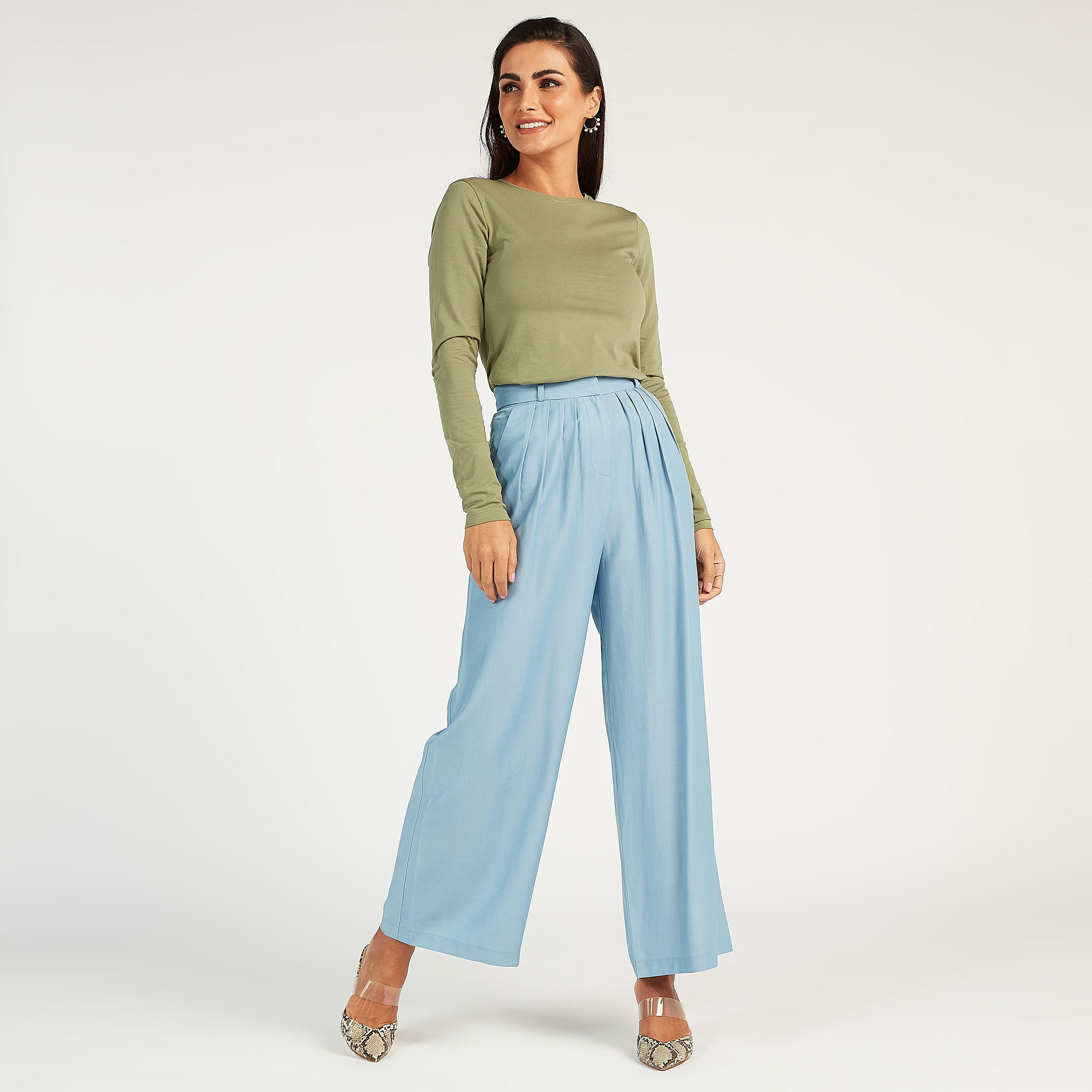 تيشيرت مستدام سادة بياقة ضيّقة وأكمام طويلة-women-clothing-tshirts-image-6