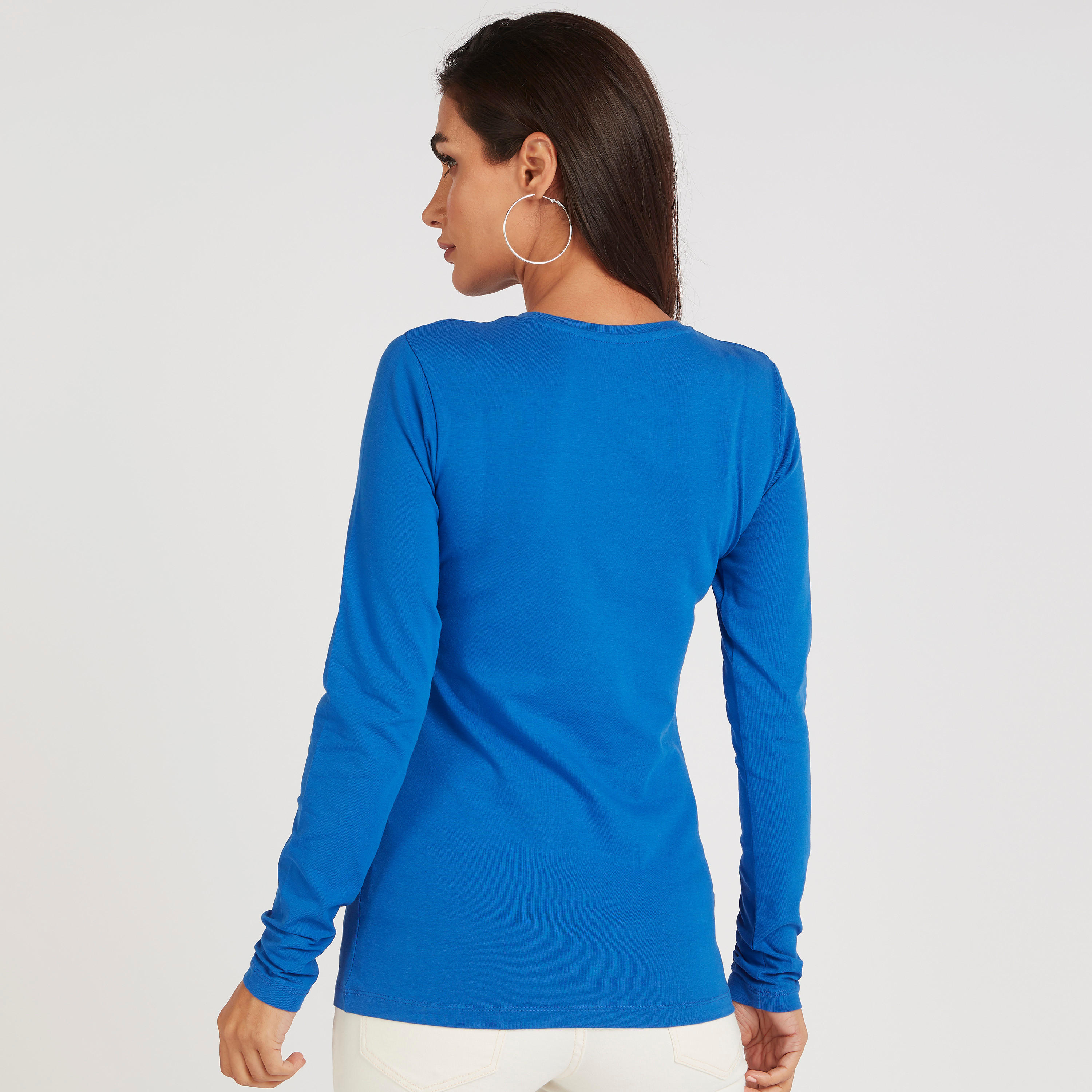 تيشيرت سادة بياقة ضيّقة وأكمام طويلة-women-clothing-tshirts-image-1