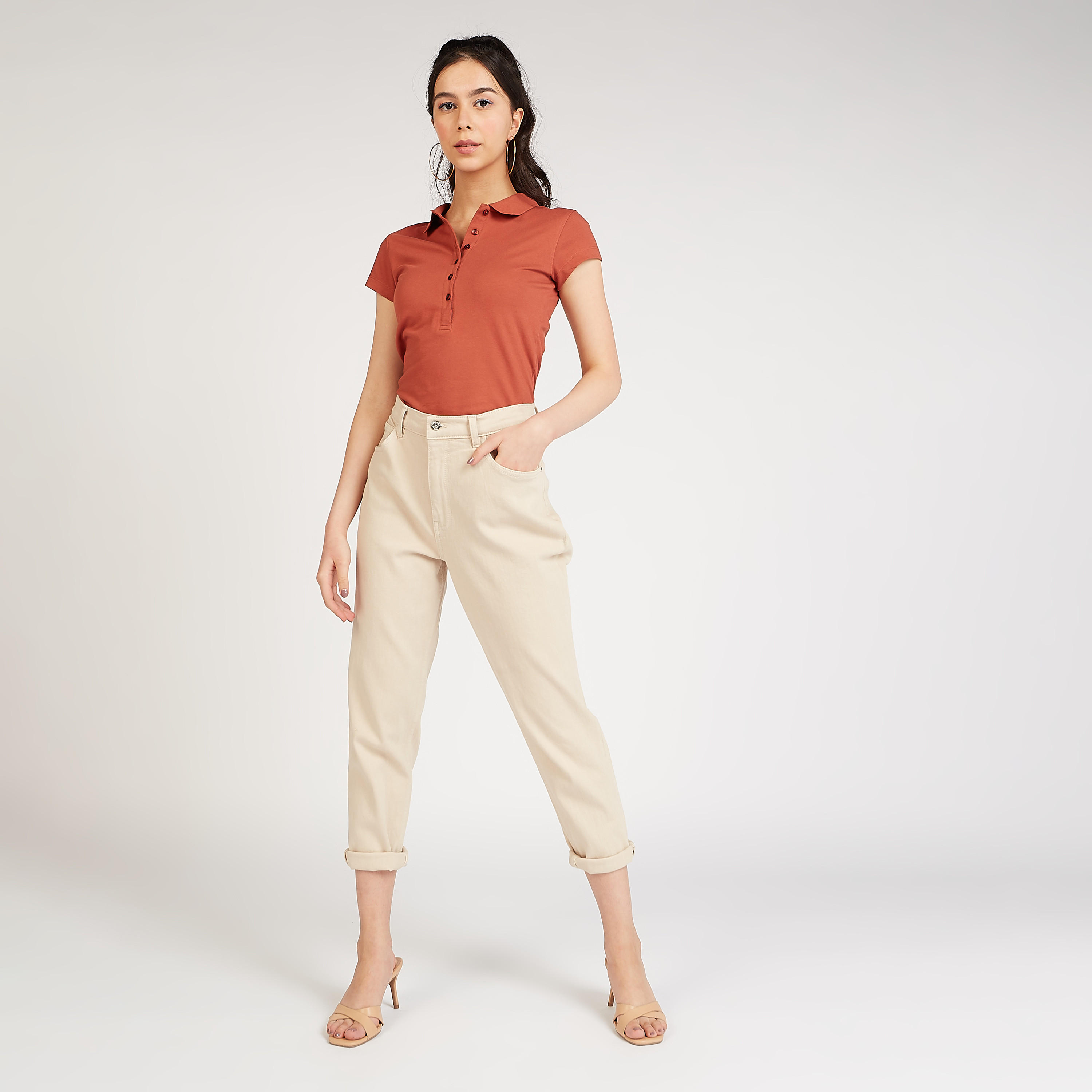Sustainable Solid Polo T-shirt with Short Sleeves-women-clothing-tshirts-image-2
