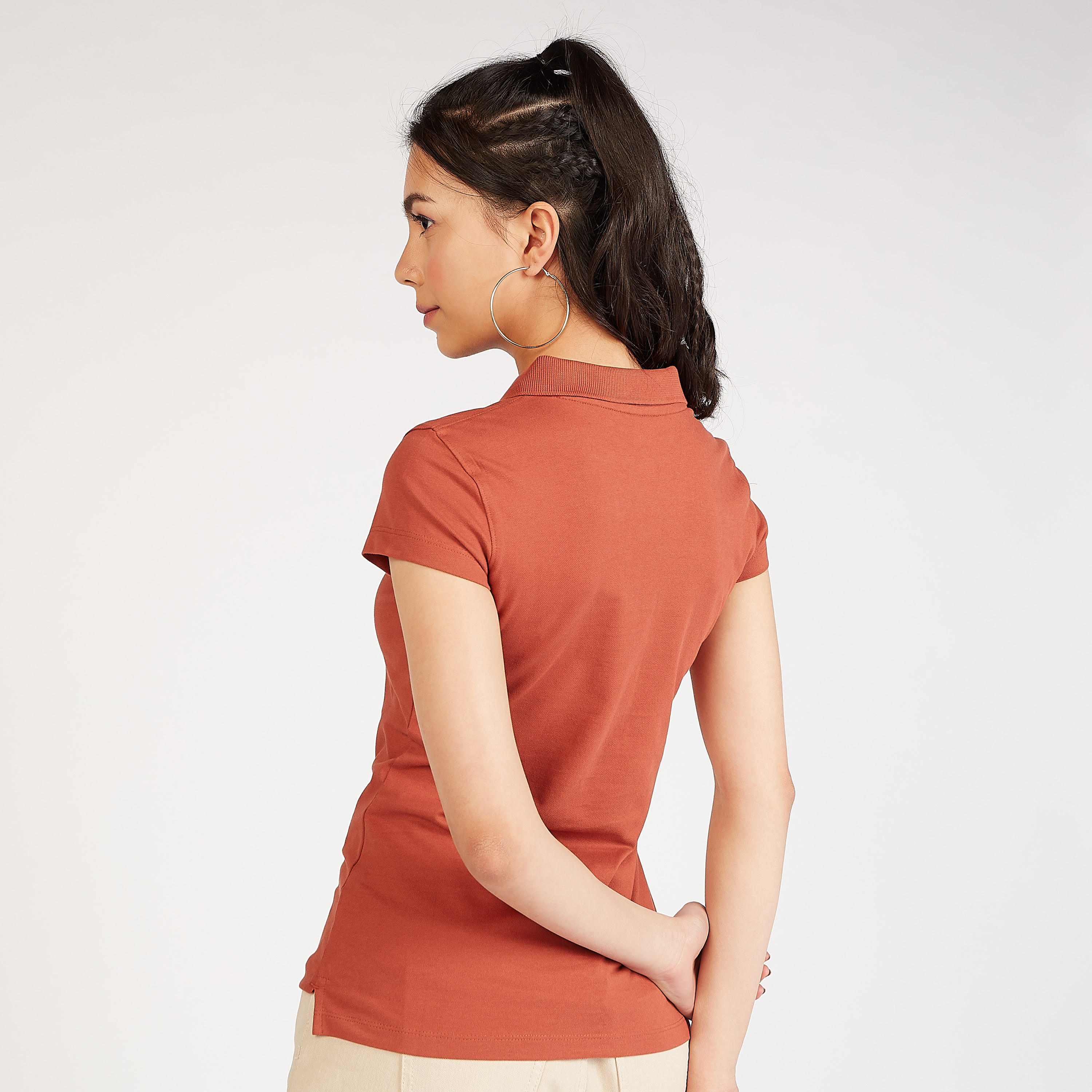 Sustainable Solid Polo T-shirt with Short Sleeves-women-clothing-tshirts-image-4