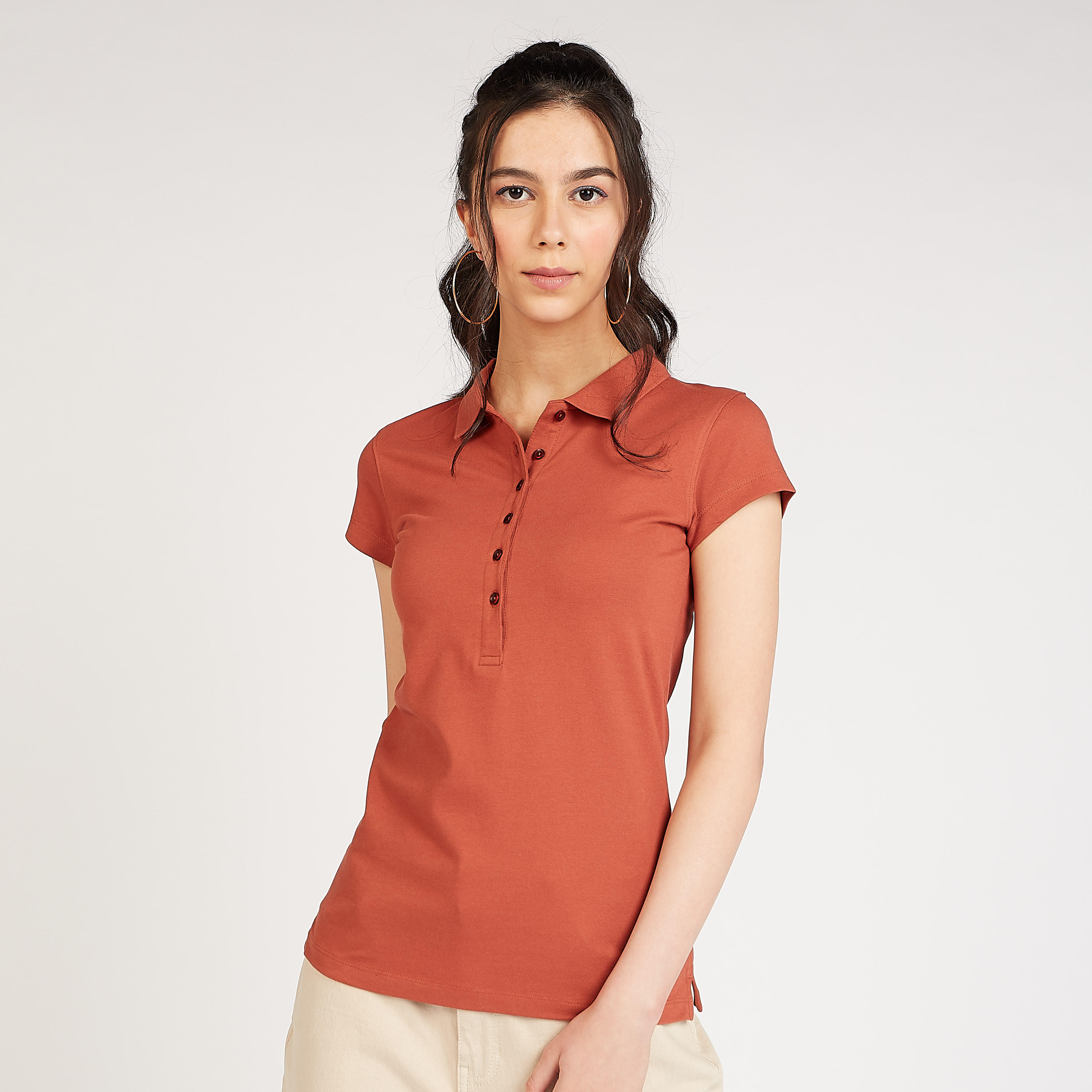 Sustainable Solid Polo T-shirt with Short Sleeves-women-clothing-tshirts-image-5
