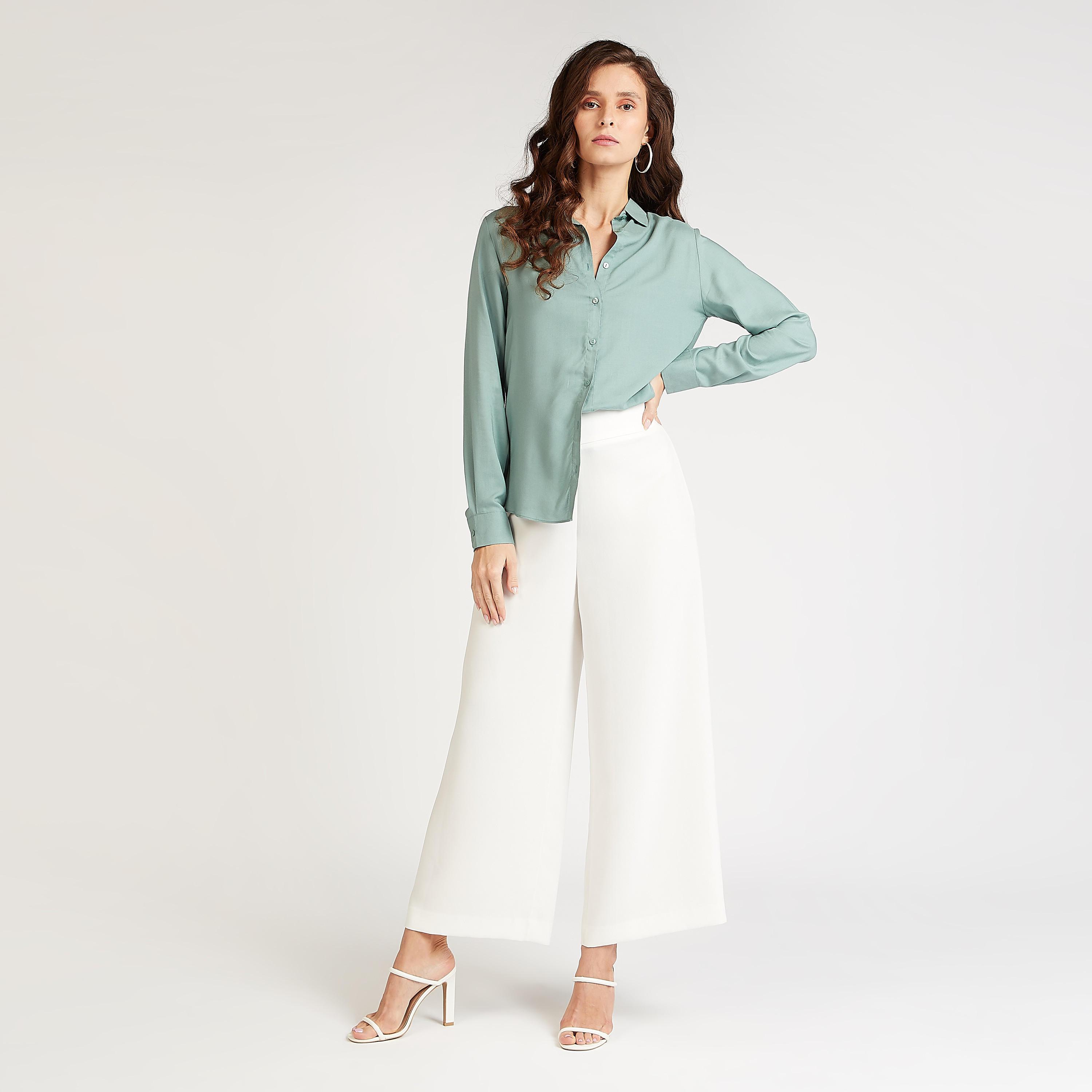 Sustainable Solid Collared Top with Long Sleeves-women-clothing-shirtsandblouses-blouses-image-2