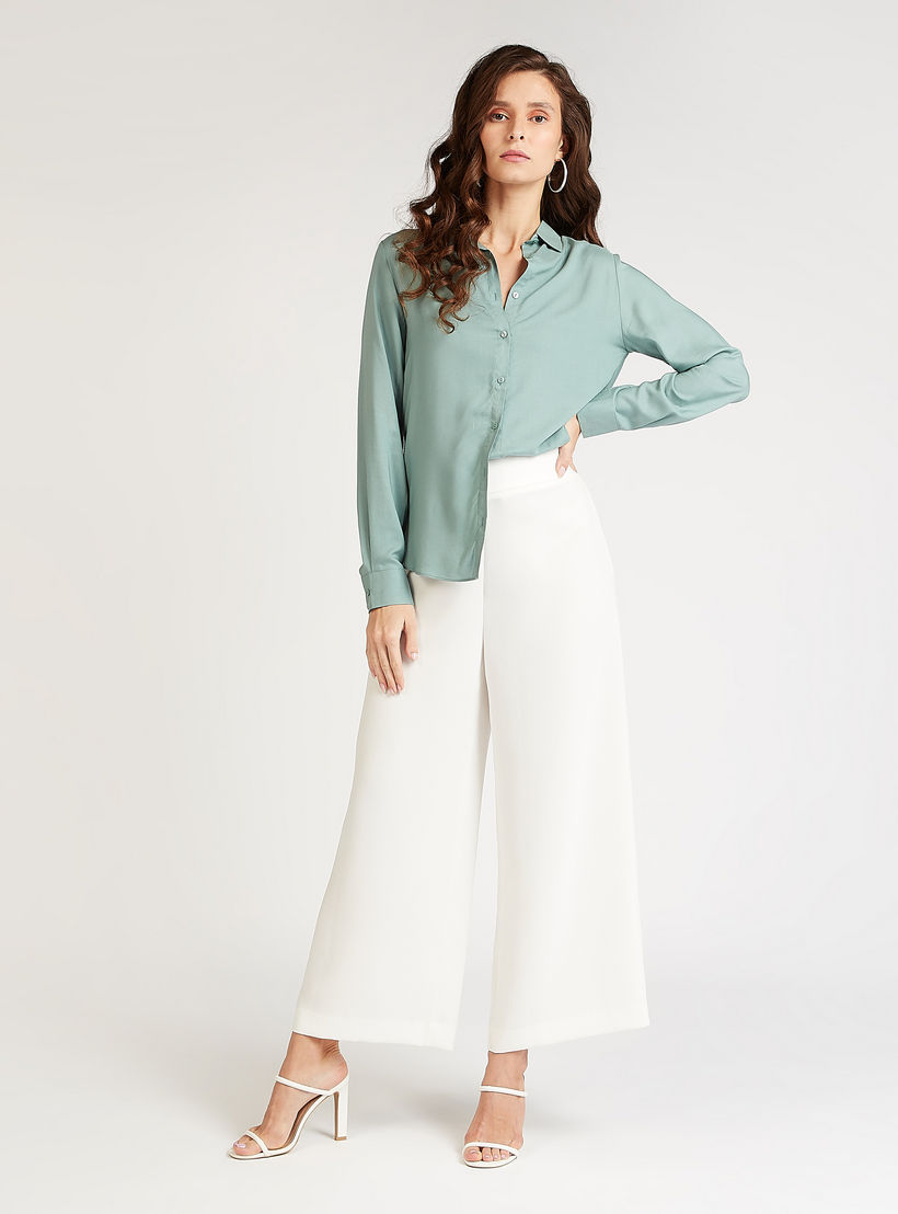 Sustainable Solid Collared Top with Long Sleeves-women-clothing-shirtsandblouses-blouses-image-2