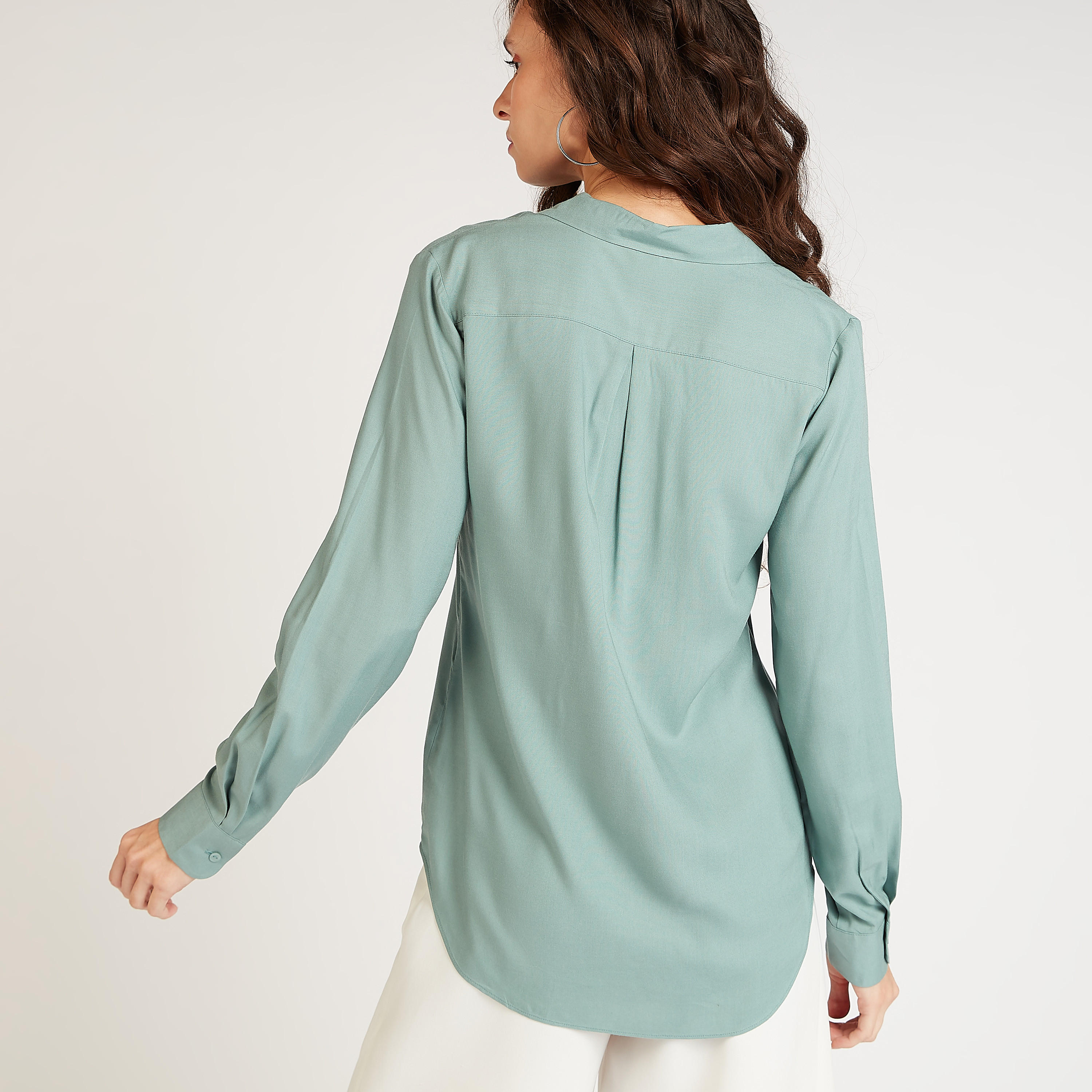 Sustainable Solid Collared Top with Long Sleeves-women-clothing-shirtsandblouses-blouses-image-4