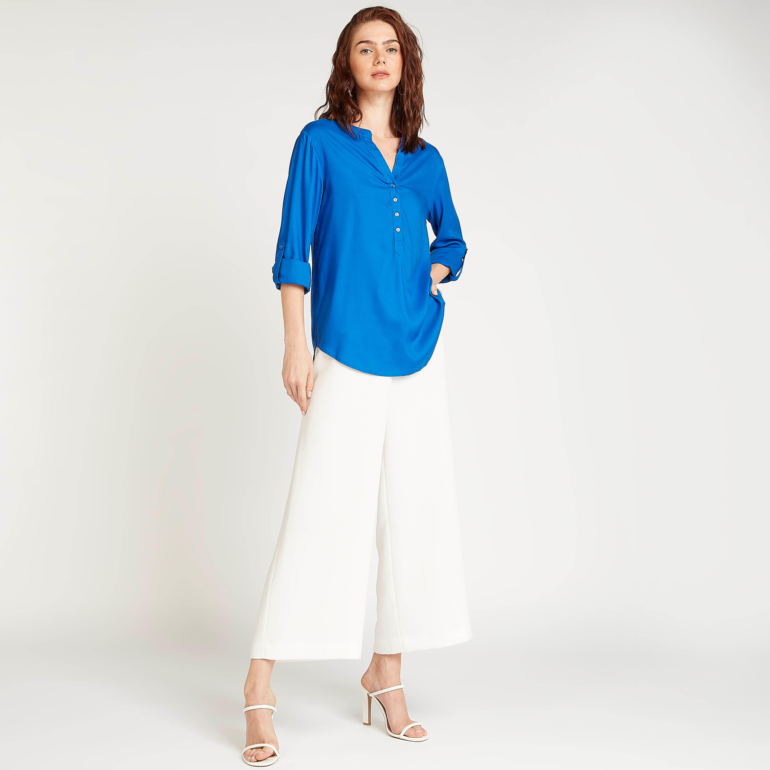 Sustainable Solid V-neck Top with Long Sleeves-women-clothing-shirtsandblouses-blouses-image-2