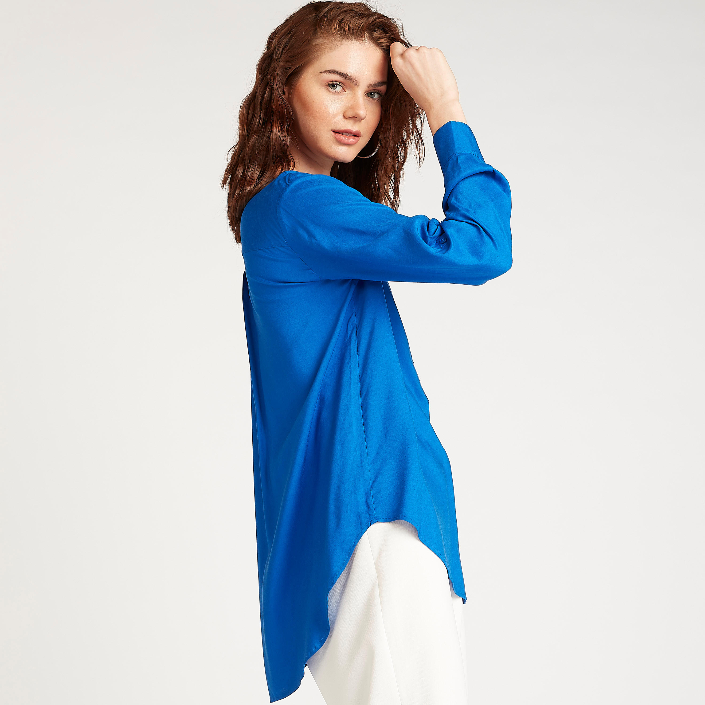 Sustainable Solid V-neck Top with Long Sleeves-women-clothing-shirtsandblouses-blouses-image-6
