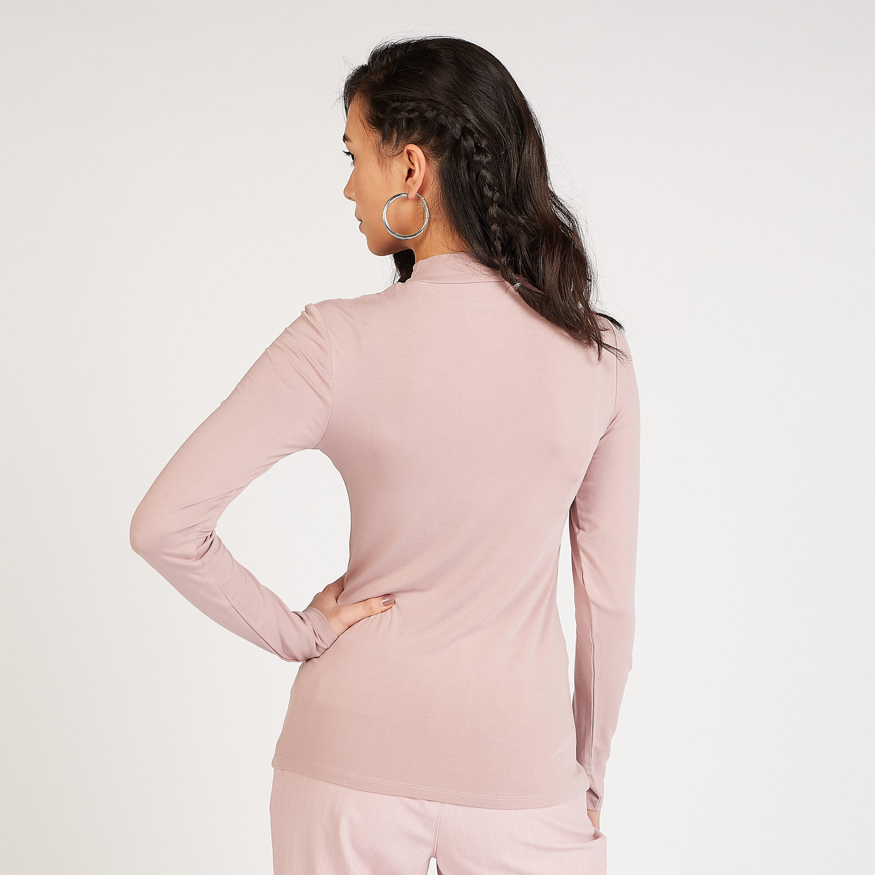 Sustainable Solid High Neck T-shirt with Long Sleeves-women-clothing-tshirts-image-4