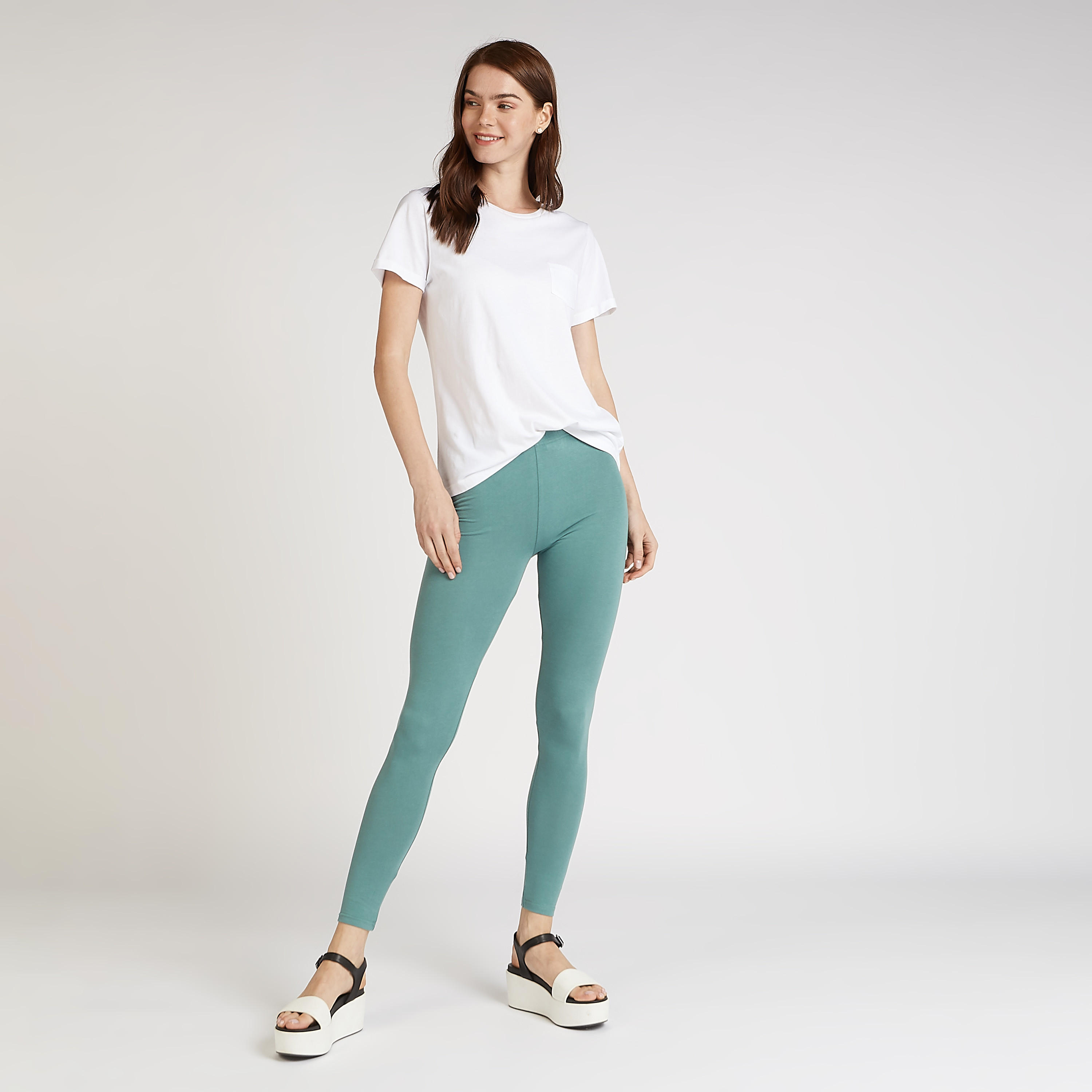 Sustainable Full Length Solid Leggings with Elasticised Waistband-women-clothing-bottoms-leggings-image-2