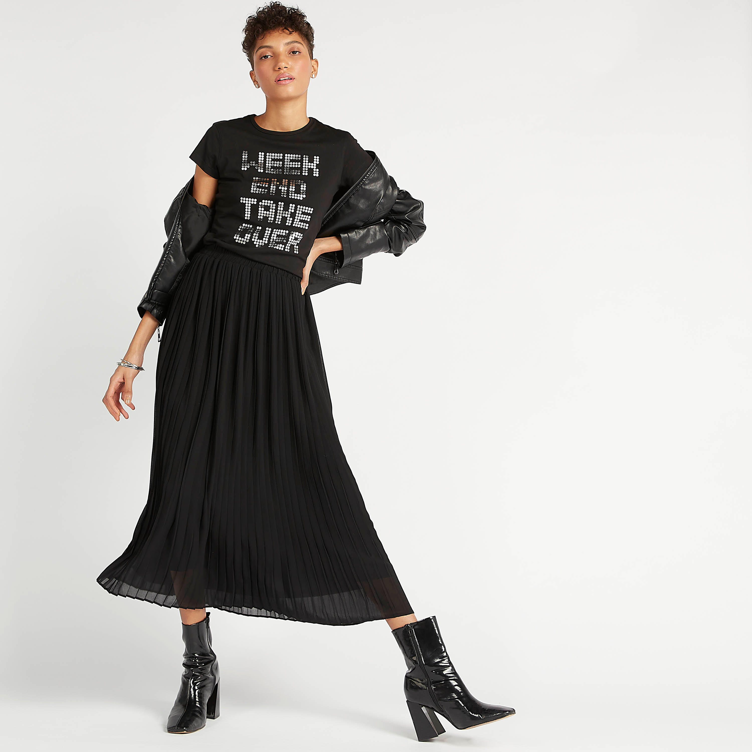 Printed Crew Neck T-shirt with Cap Sleeves-women-clothing-tshirts-image-2