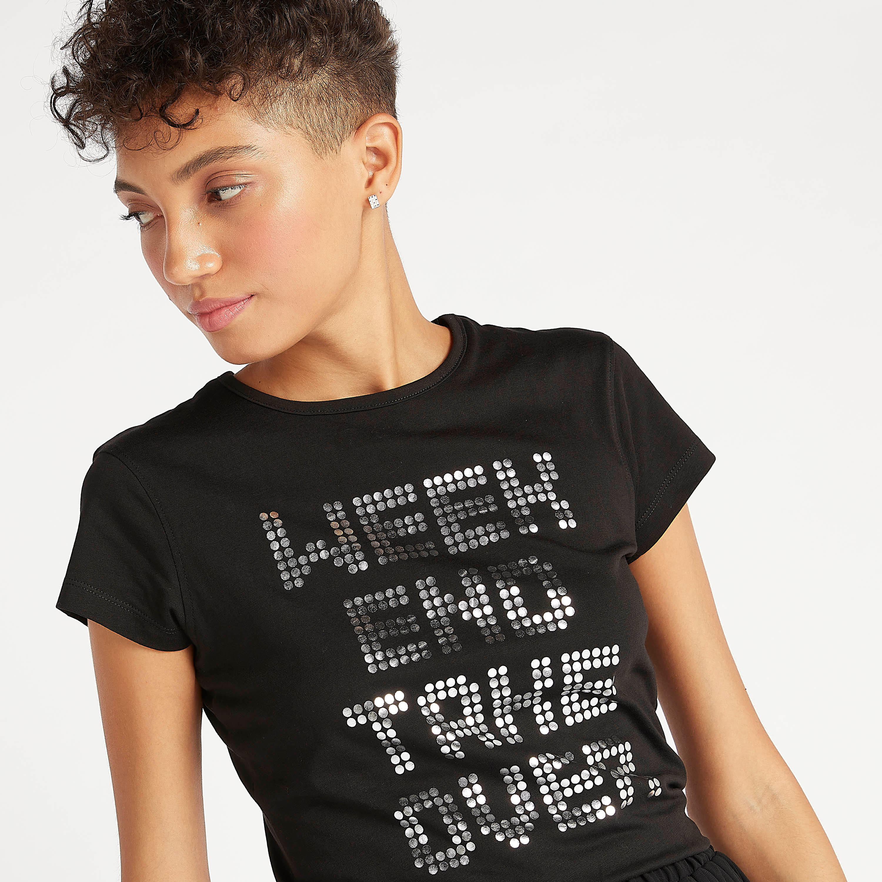 Printed Crew Neck T-shirt with Cap Sleeves-women-clothing-tshirts-image-3