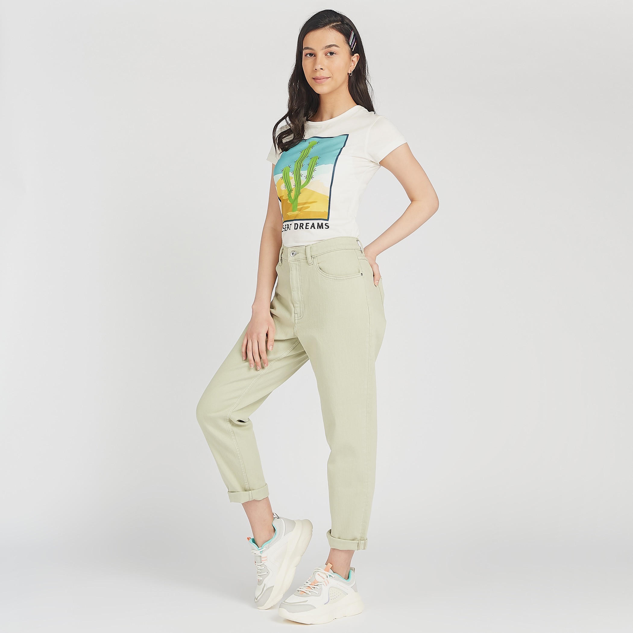 تيشيرت مستدام بياقة ضيّقة وأكمام قصيرة وطبعات-women-clothing-tshirts-image-2