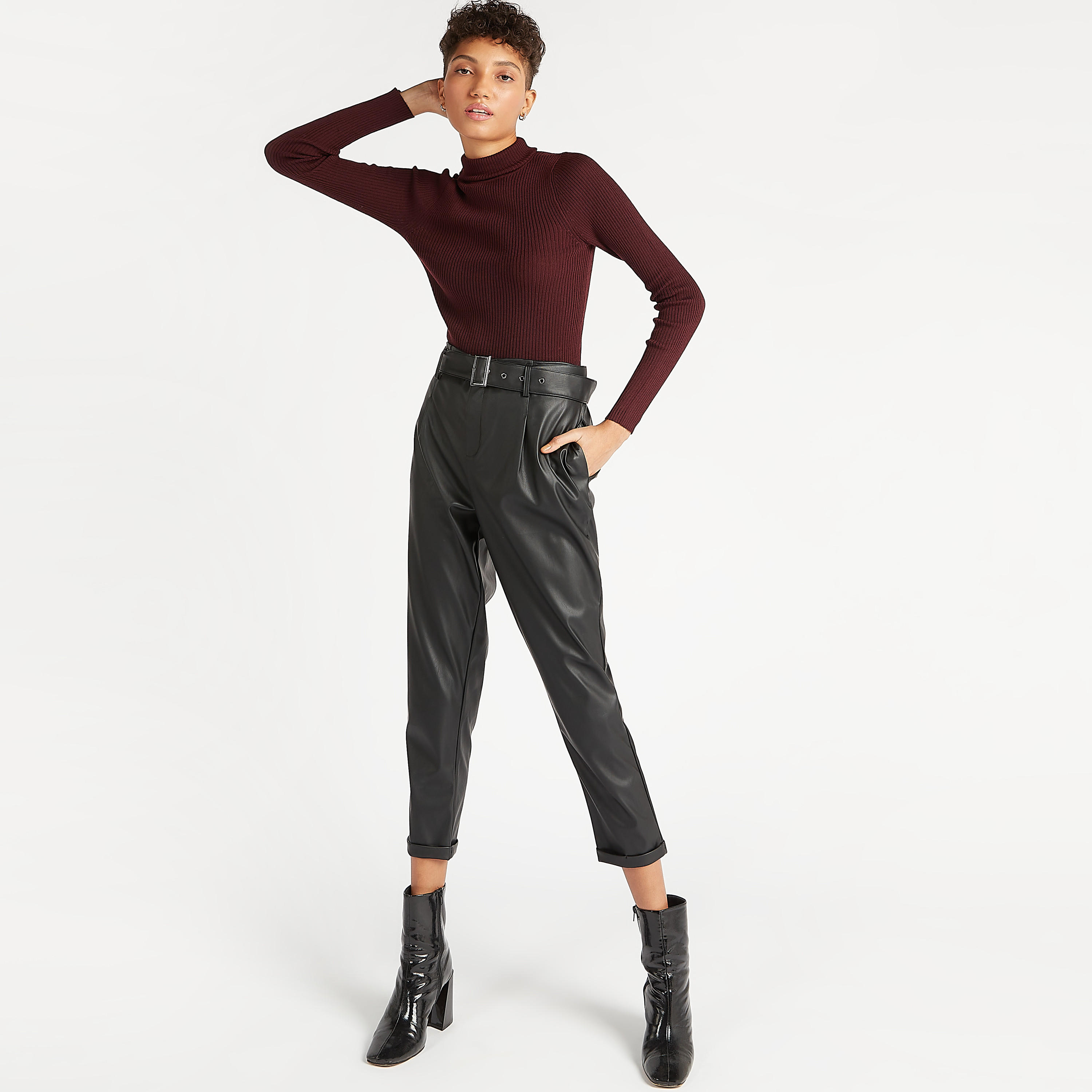 Ribbed High Neck Sweater with Long Sleeves-women-clothing-cardigansandjumpers-jumpers-image-2