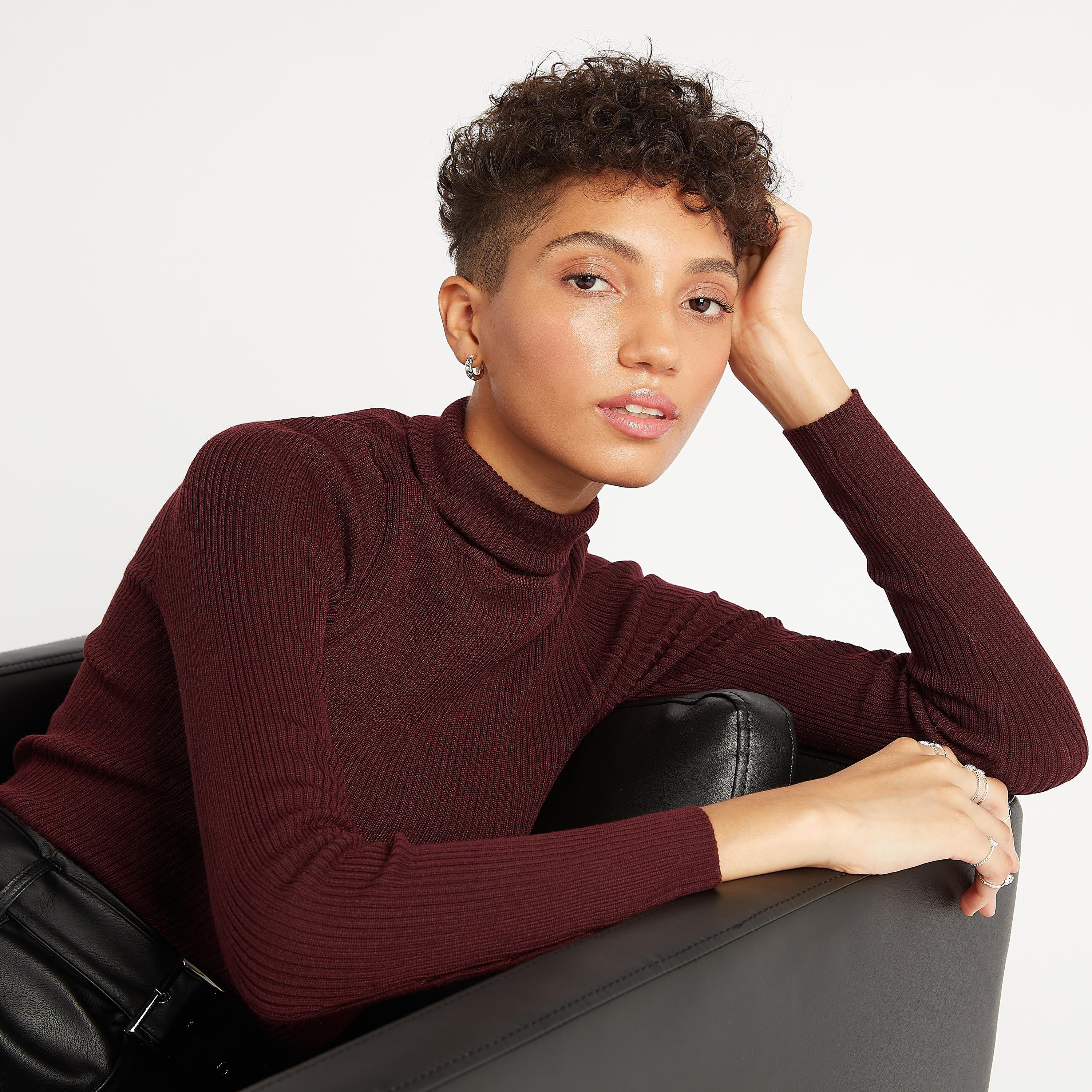 Ribbed High Neck Sweater with Long Sleeves-women-clothing-cardigansandjumpers-jumpers-image-5