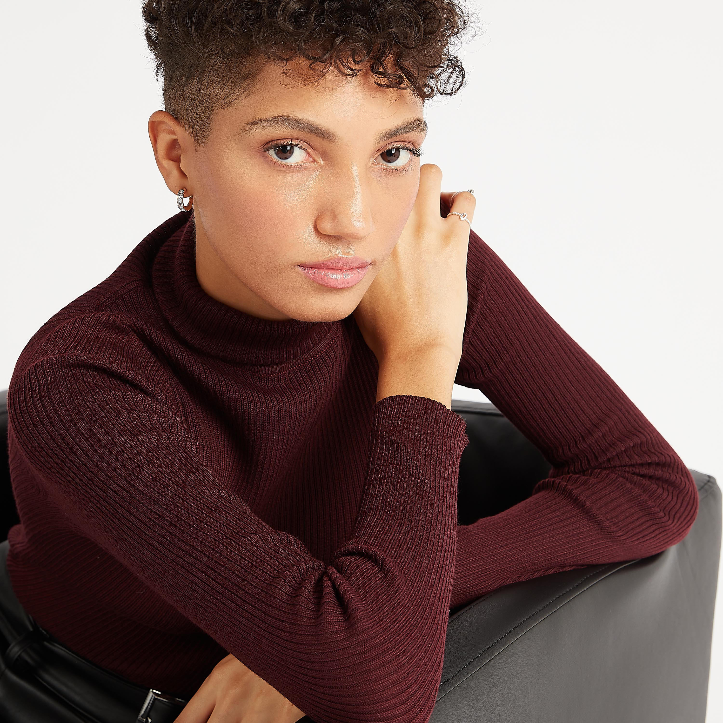 Ribbed High Neck Sweater with Long Sleeves-women-clothing-cardigansandjumpers-jumpers-image-6
