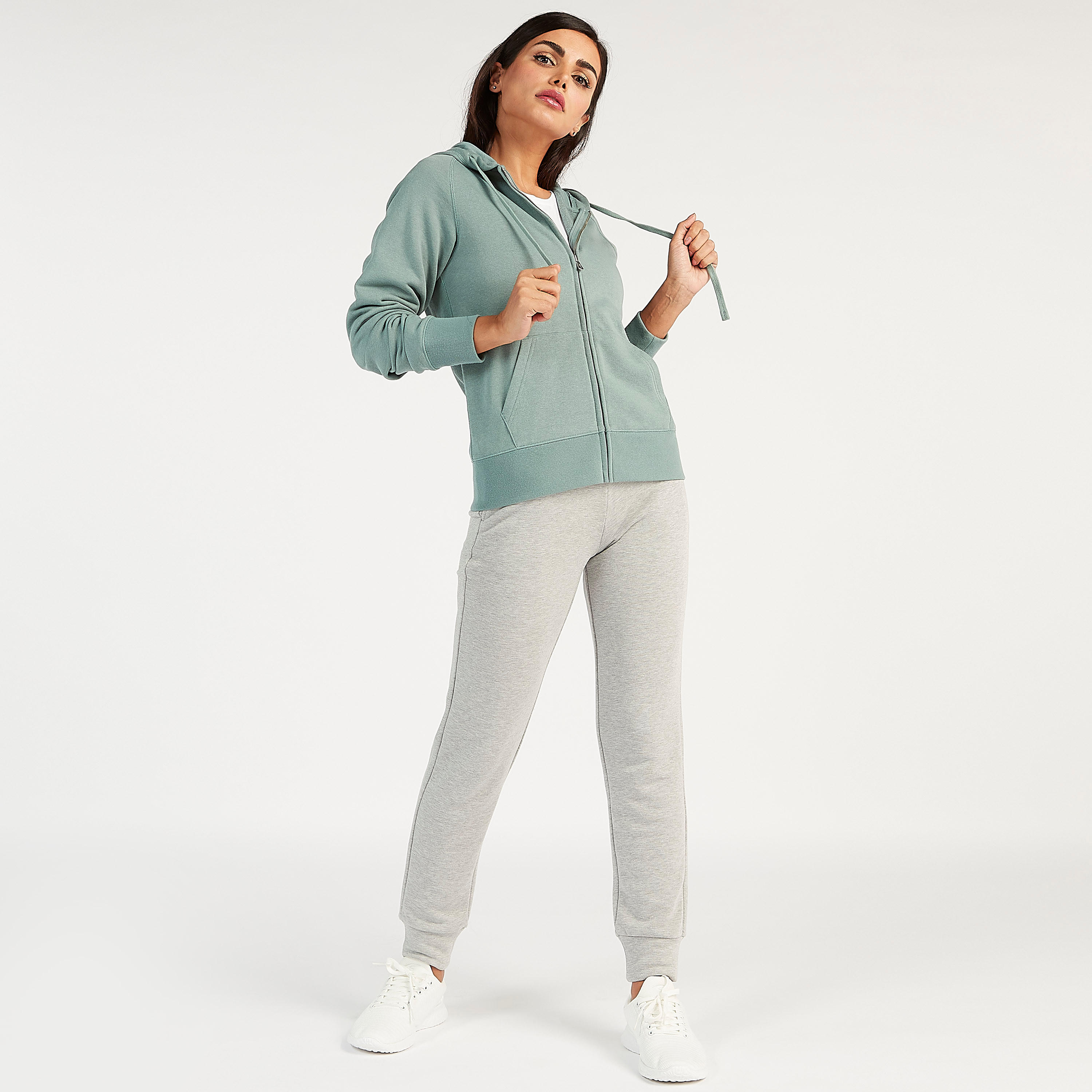 Sustainable Solid Zip Through Hoodie with Long Sleeves and Pockets-women-winterwear-hoodiesandsweatshirts-hoodies-image-2