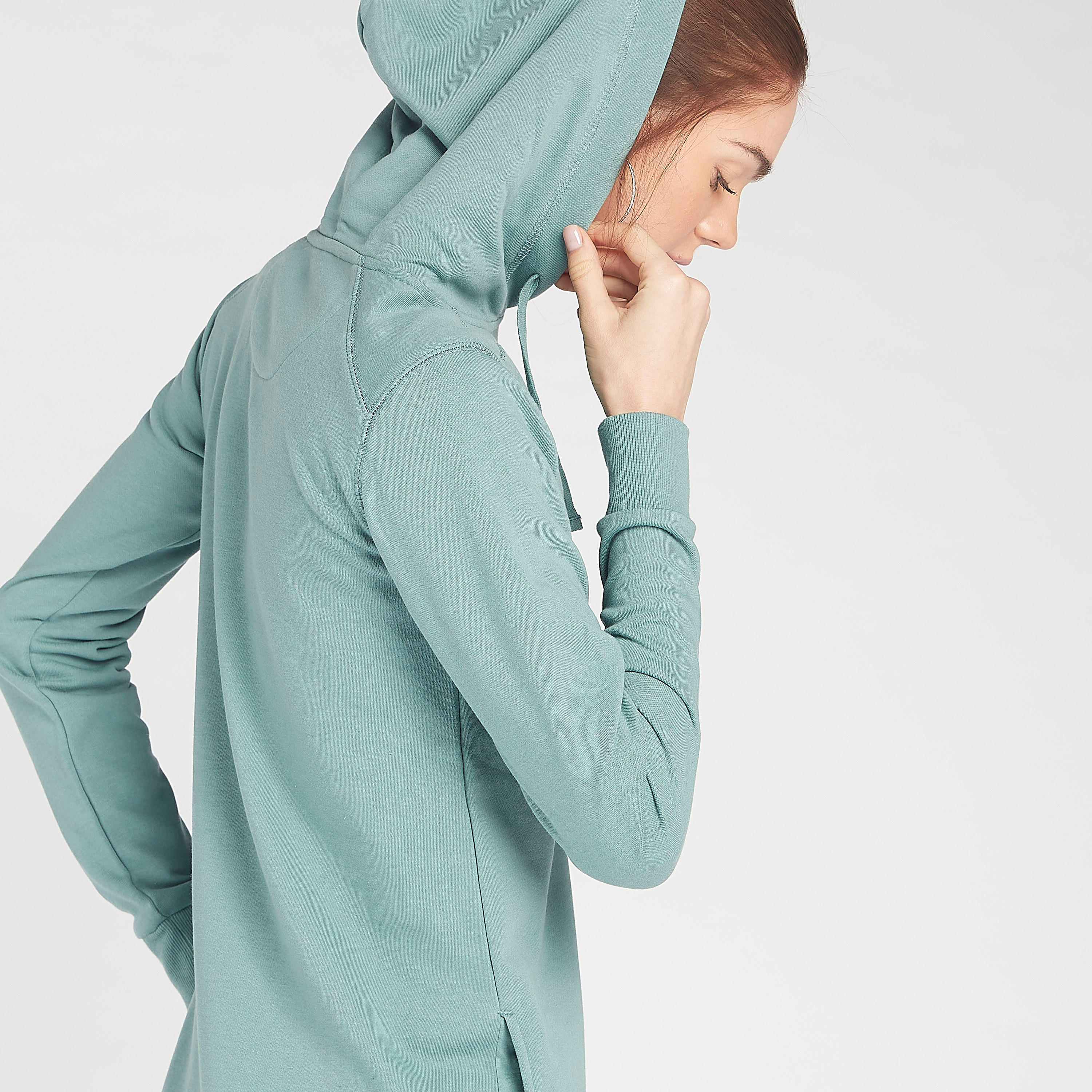 فستان كنزة مستدام ميدي سادة بقبّعة وأكمام طويلة-women-clothing-dresses-image-4