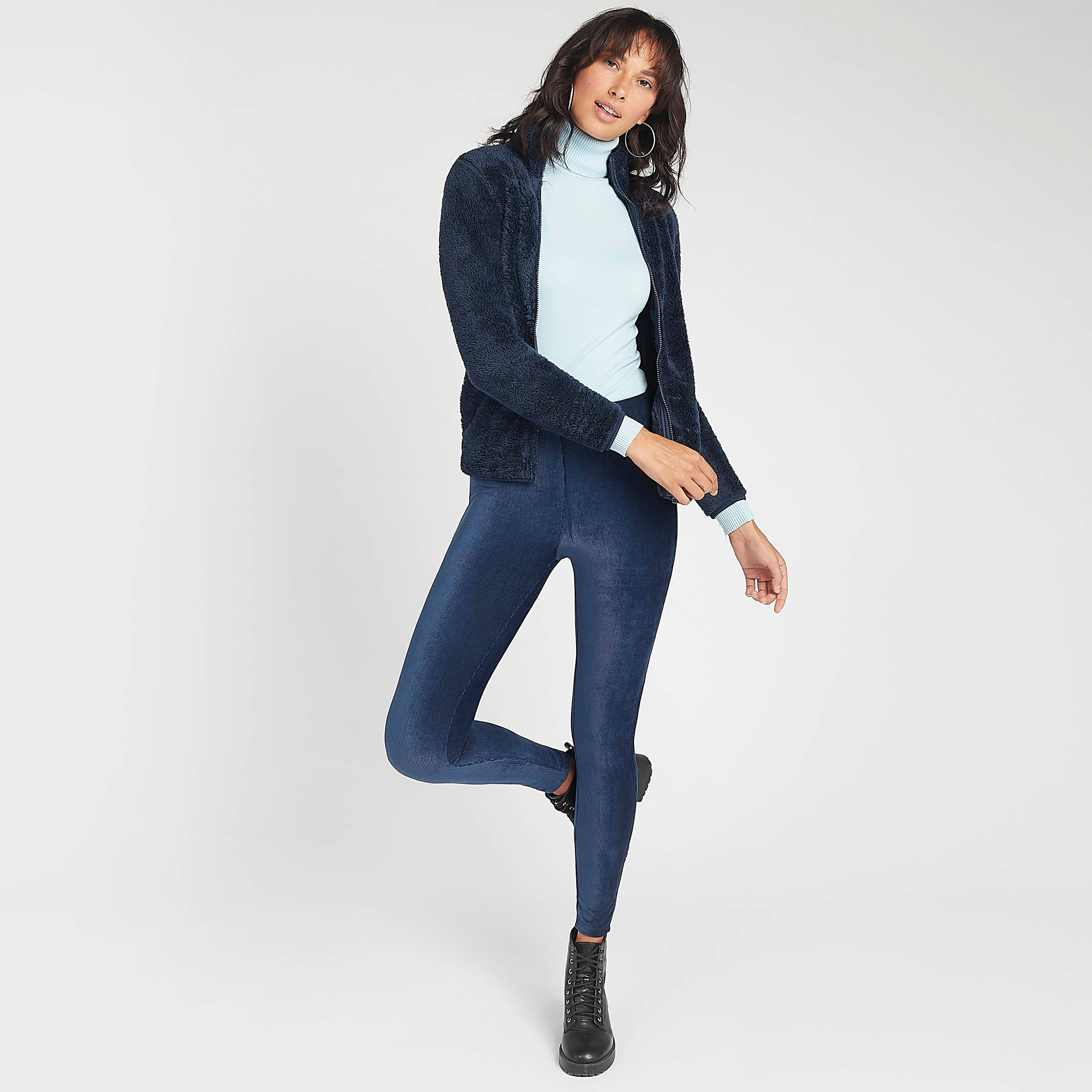 جاكيت صوف بارز الملمس بياقة عالية وأكمام طويلة-women-winterwear-coatsandjackets-jackets-image-3