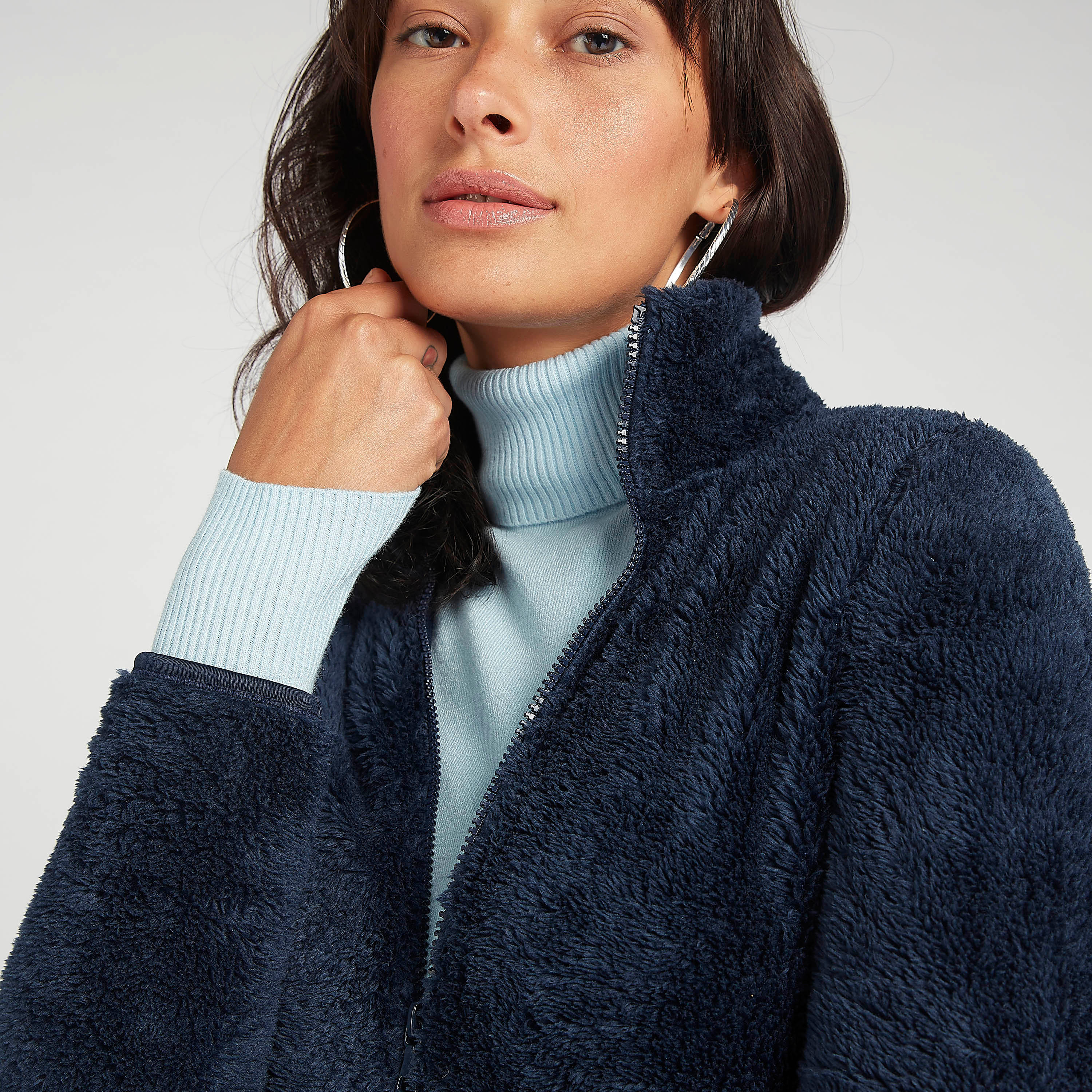 جاكيت صوف بارز الملمس بياقة عالية وأكمام طويلة-women-winterwear-coatsandjackets-jackets-image-6