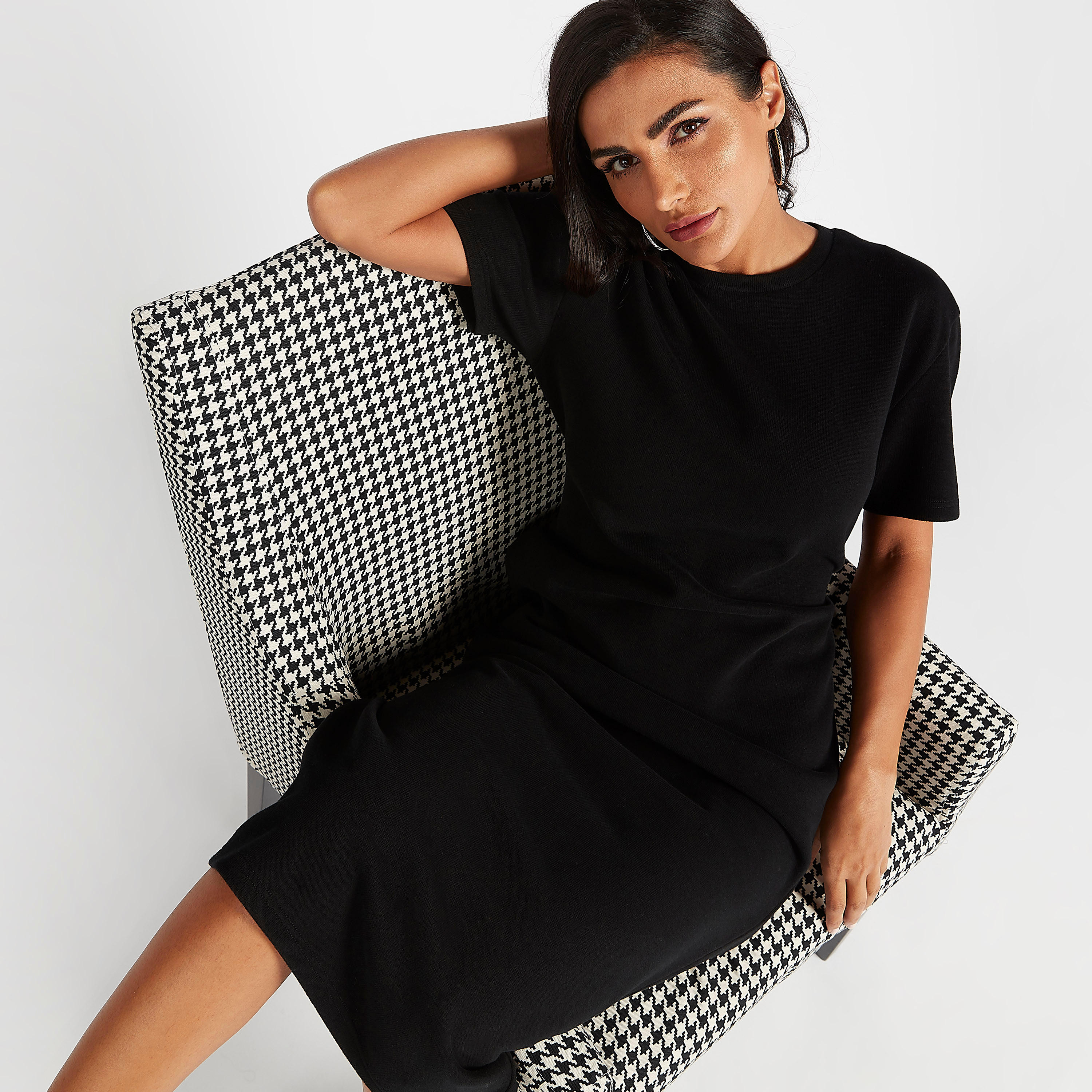 Sustainable Solid Midi Dress with Short Sleeves and Pockets-women-clothing-dresses-image-2
