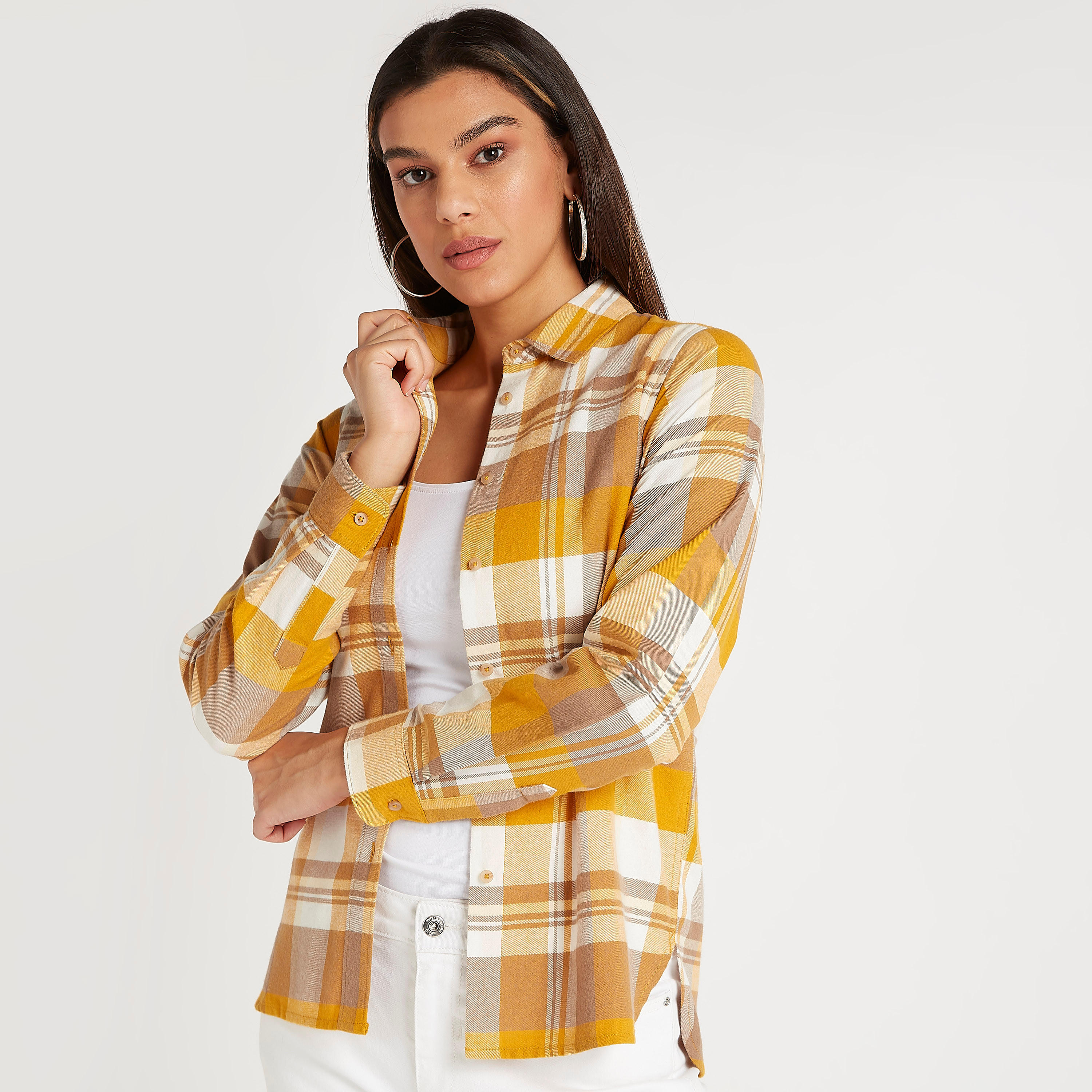 قميص كاروهات بأكمام طويلة-women-clothing-shirtsandblouses-shirts-image-1