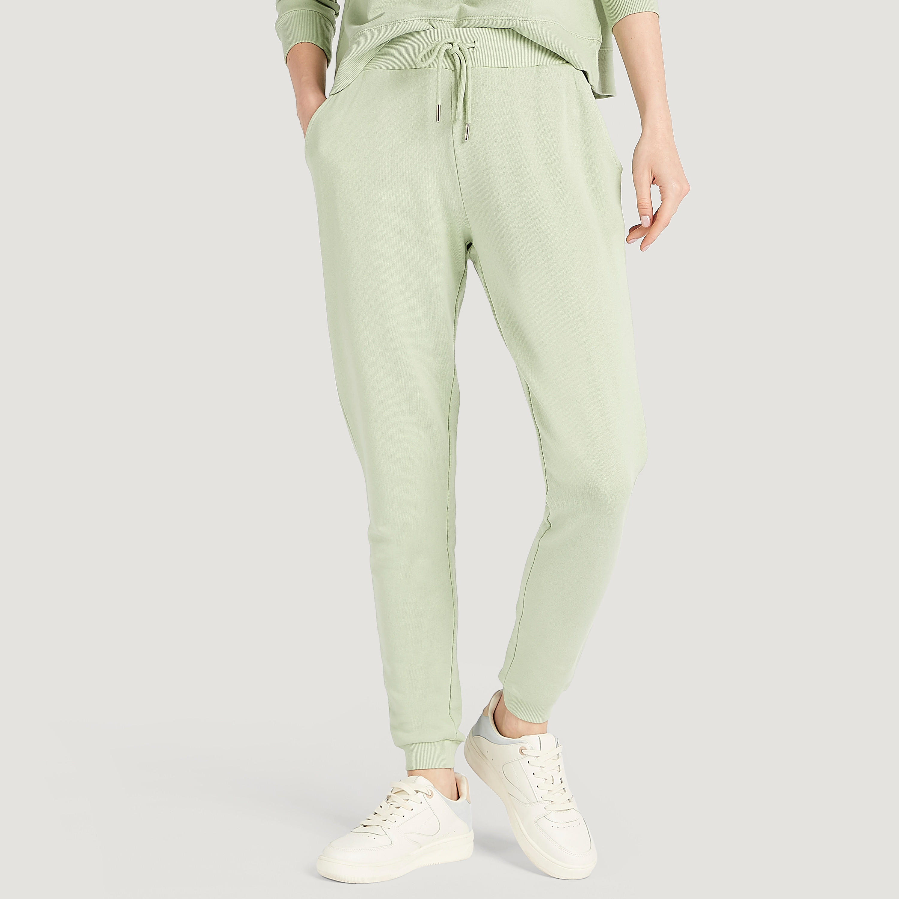 Solid Mid-Rise Joggers with Drawstring Closure-women-clothing-bottoms-joggers-image-1