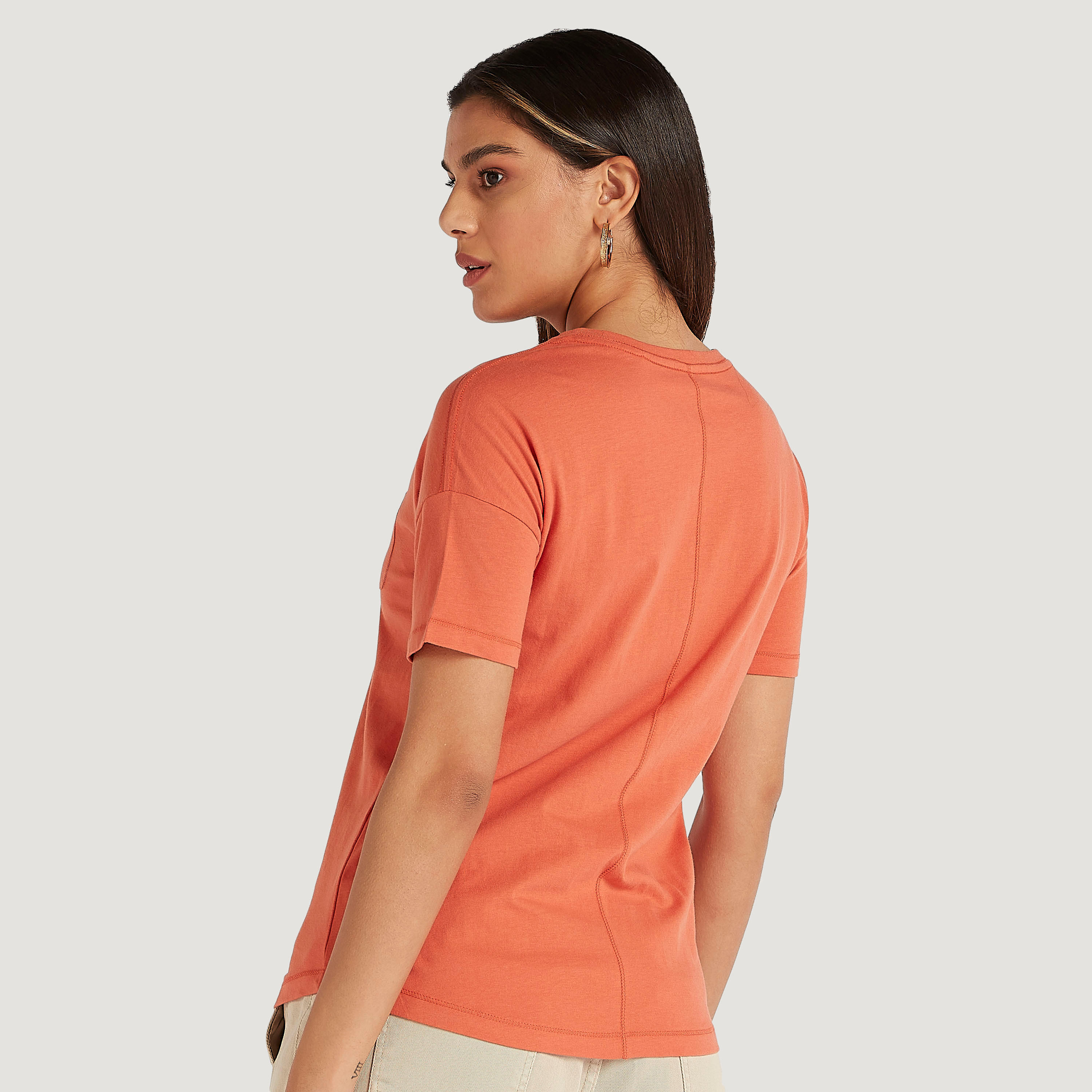 Solid Regular Fit Crew Neck T-shirt with Short Sleeves-women-clothing-tshirts-image-4