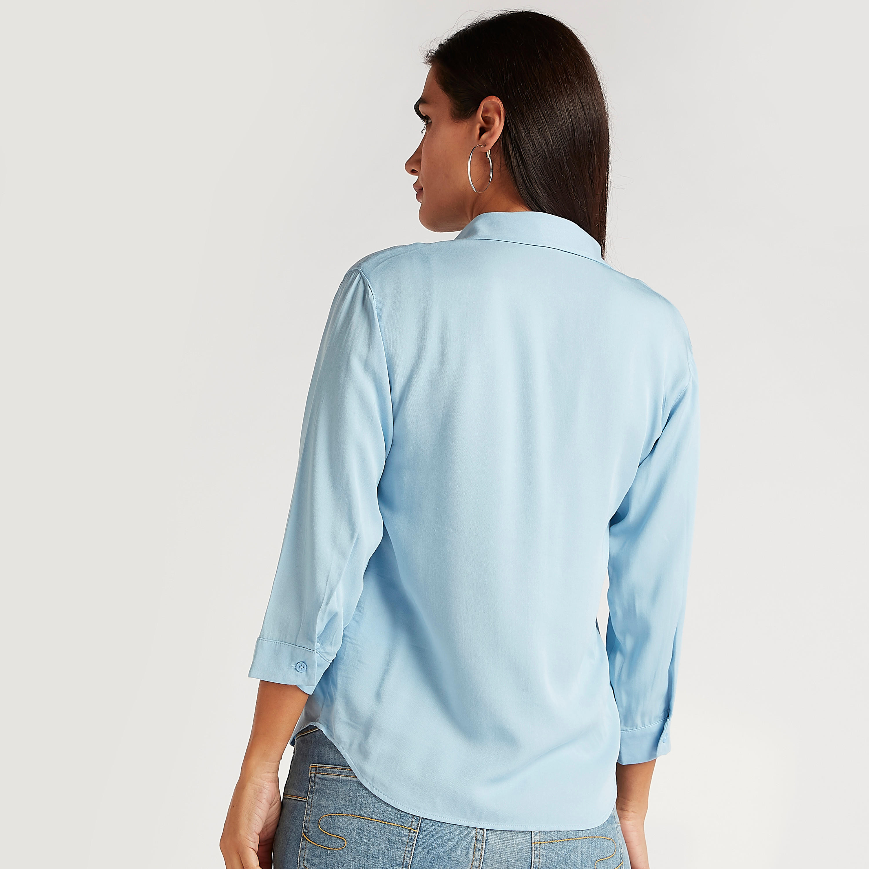 Solid Top with Collar and Long Sleeves-women-clothing-shirtsandblouses-blouses-image-4