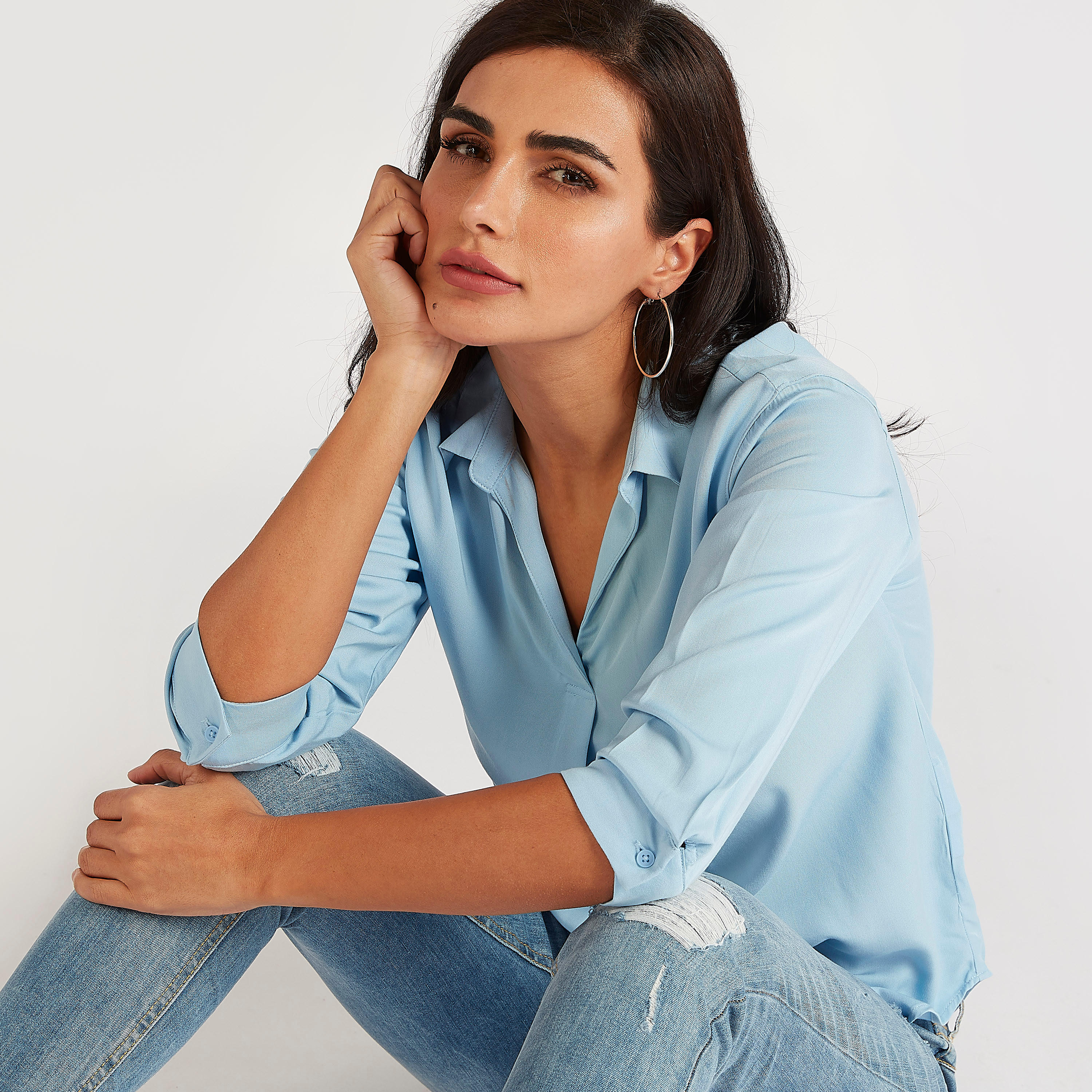 Solid Top with Collar and Long Sleeves-women-clothing-shirtsandblouses-blouses-image-6