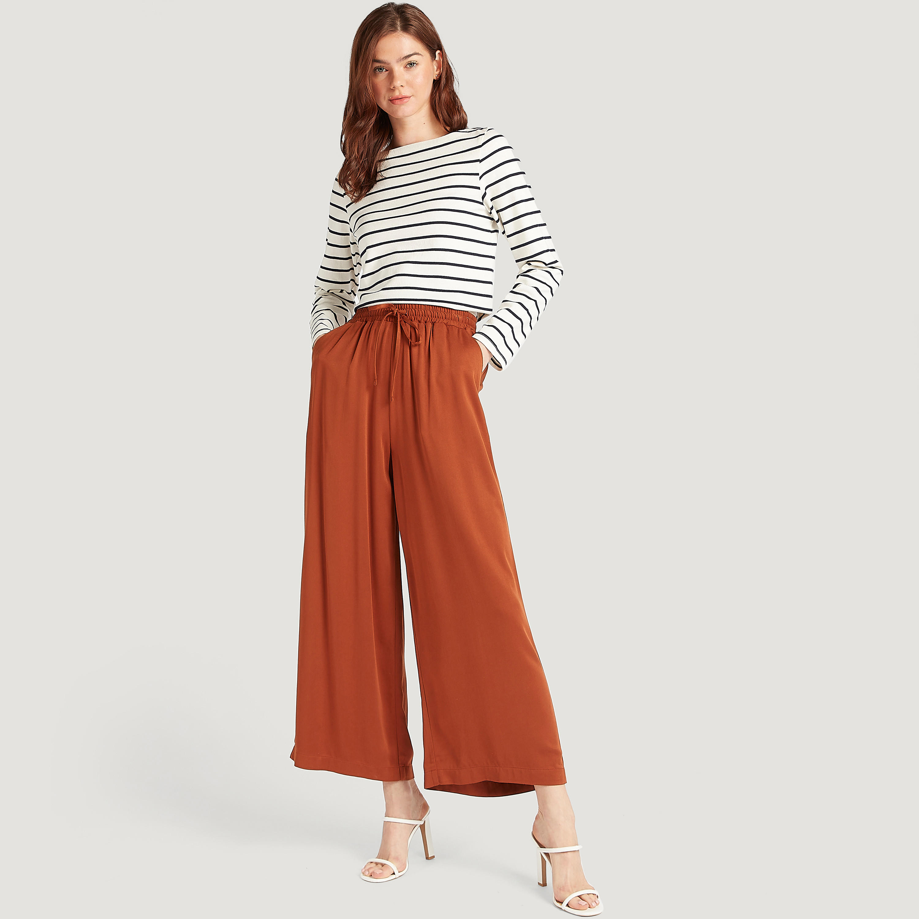 Striped T-shirt with Long Sleeves and Boat Neck-women-clothing-tshirts-image-2