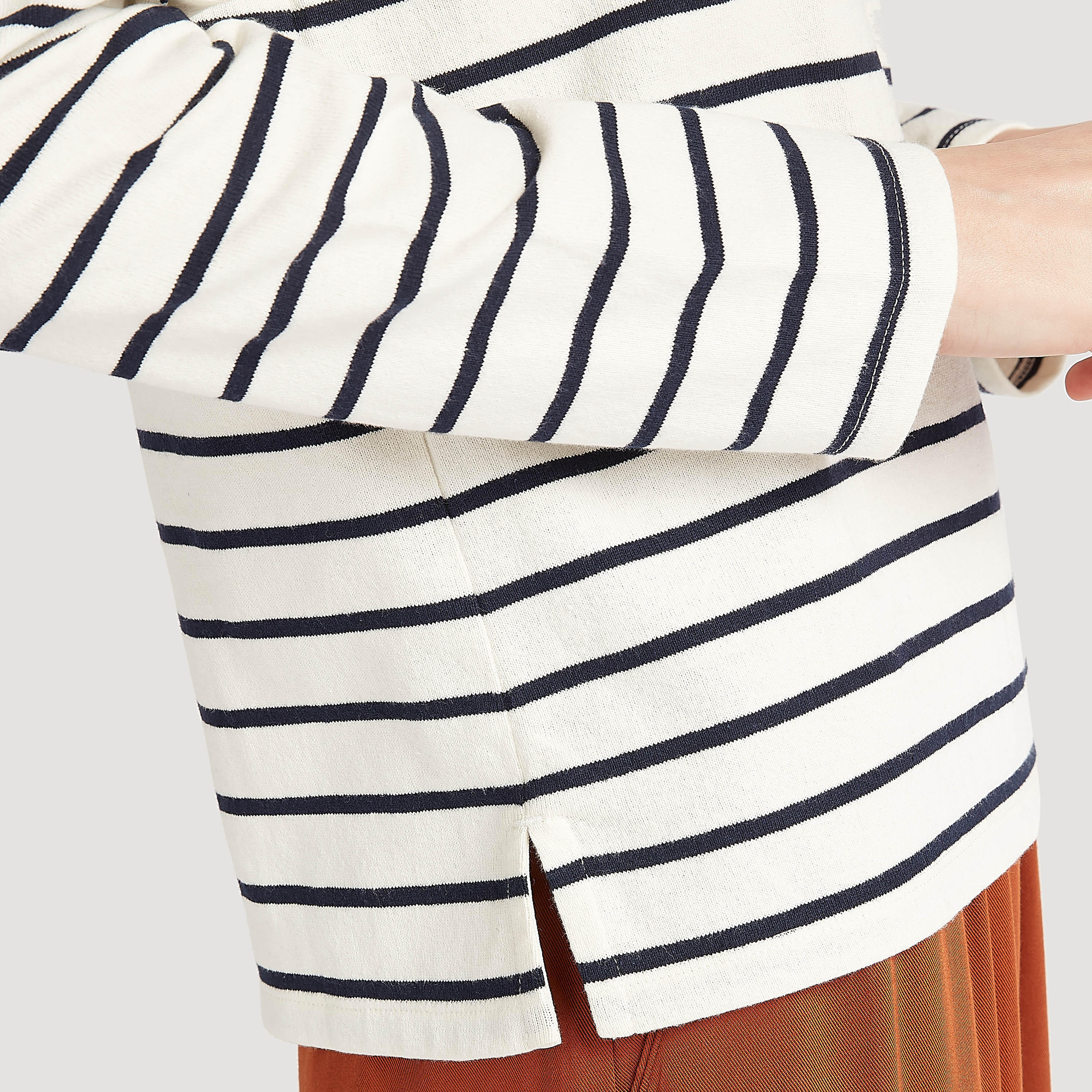 Striped T-shirt with Long Sleeves and Boat Neck-women-clothing-tshirts-image-3