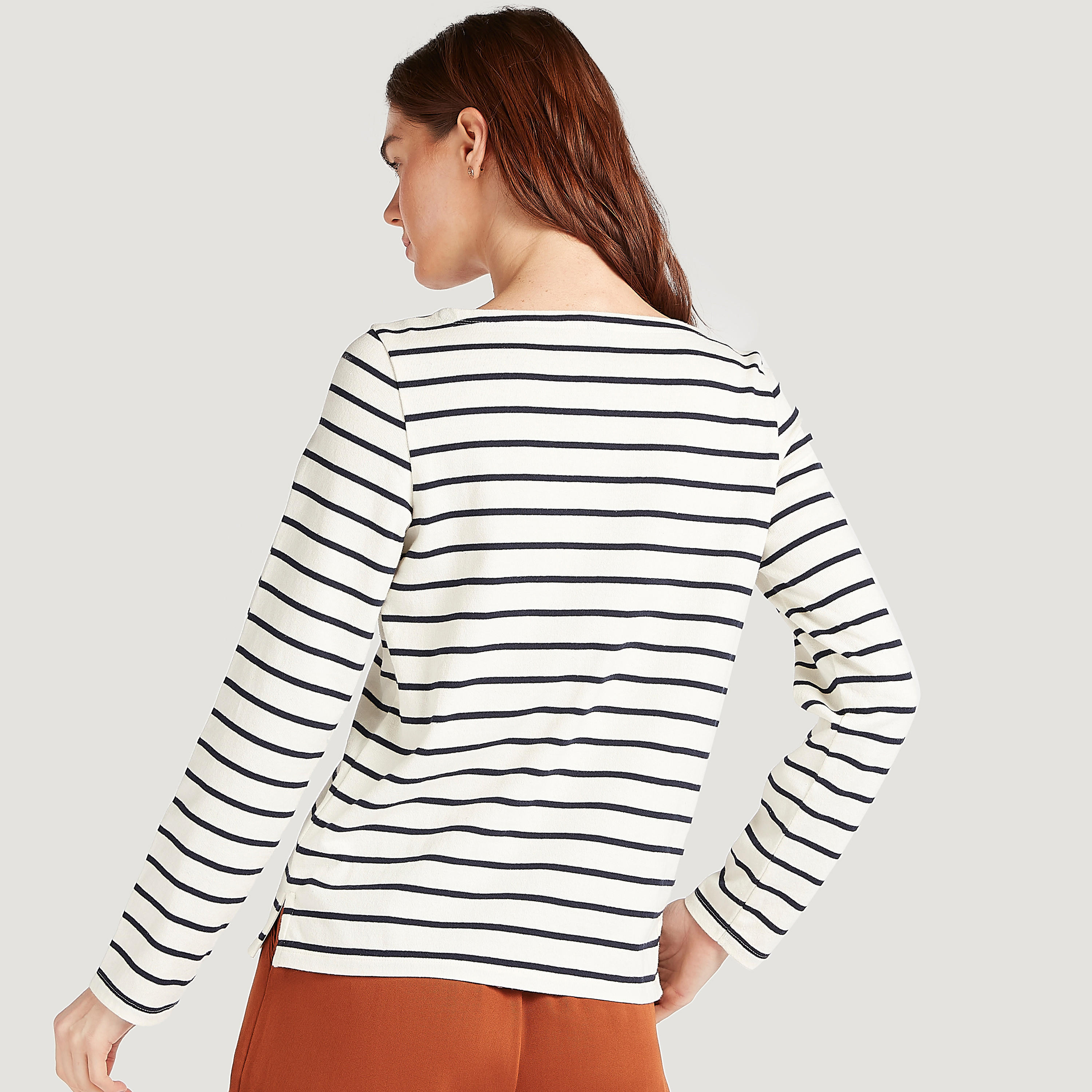 Striped T-shirt with Long Sleeves and Boat Neck-women-clothing-tshirts-image-4