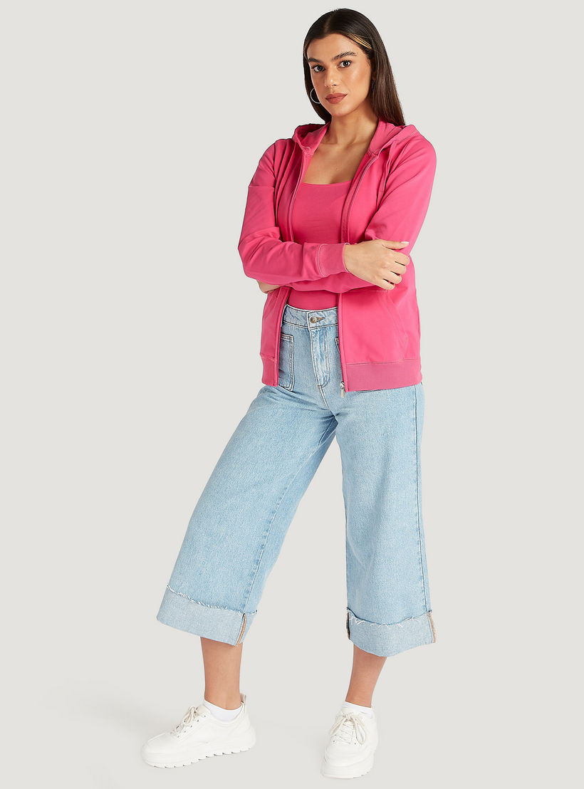 هودي سادة بسحّاب وأكمام طويلة وجيوب-women-winterwear-hoodiesandsweatshirts-sweatshirts-image-4